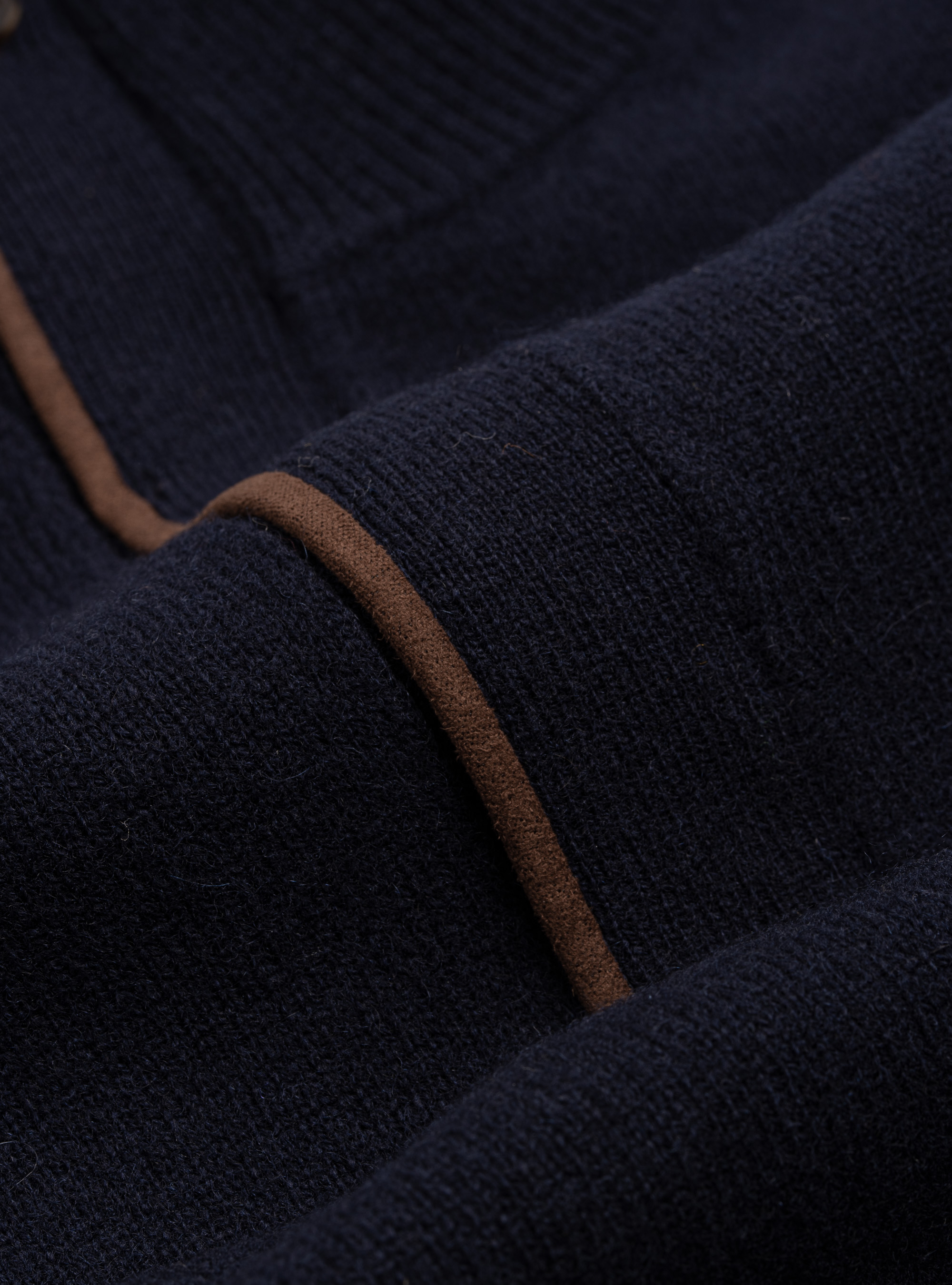 Half-zip sweater with patches in lambswool wool and cashmere, NAVY BLUE