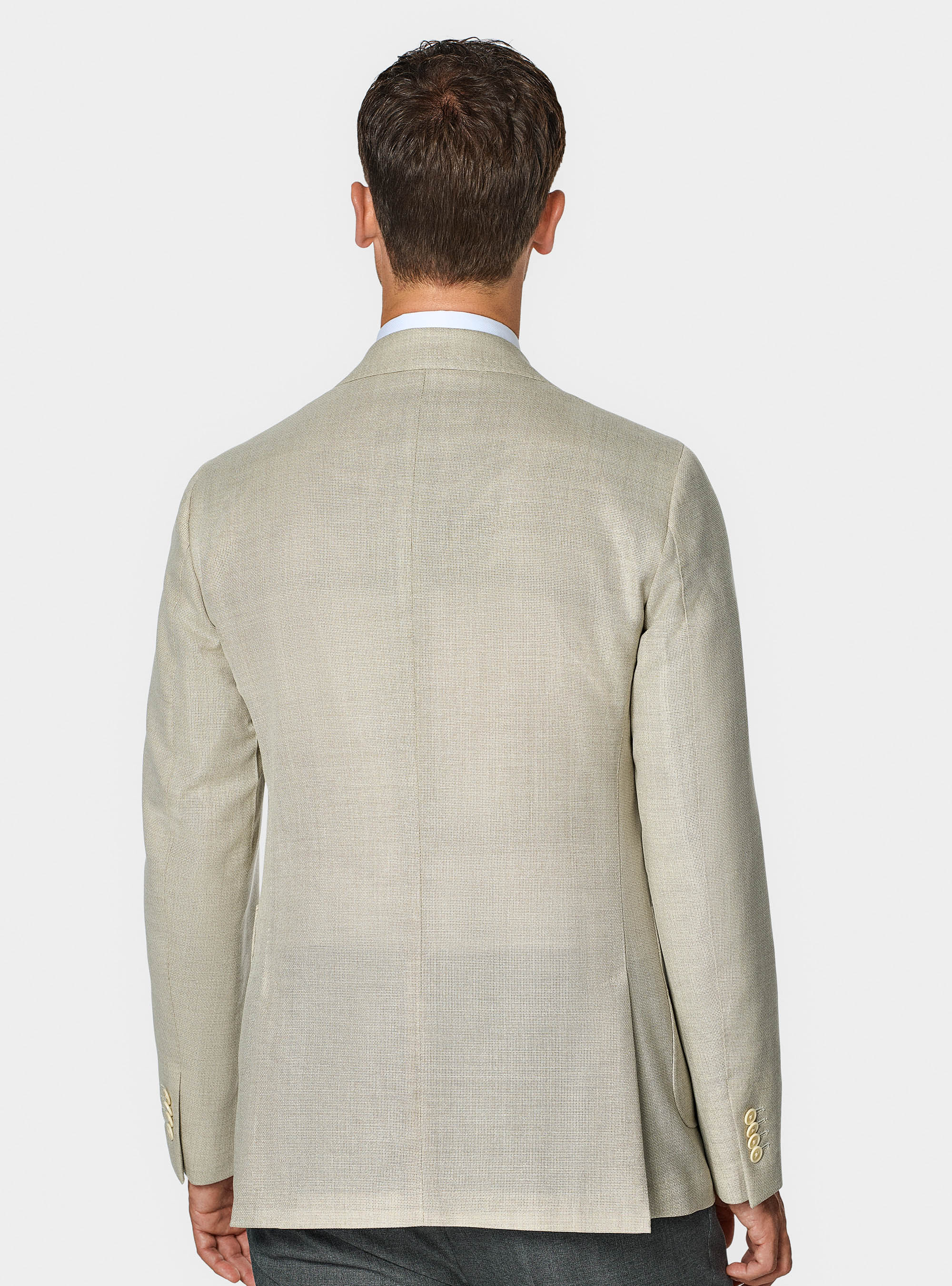 Giacca hopsack in lana Vitale Barberis Canonico, ECRU
