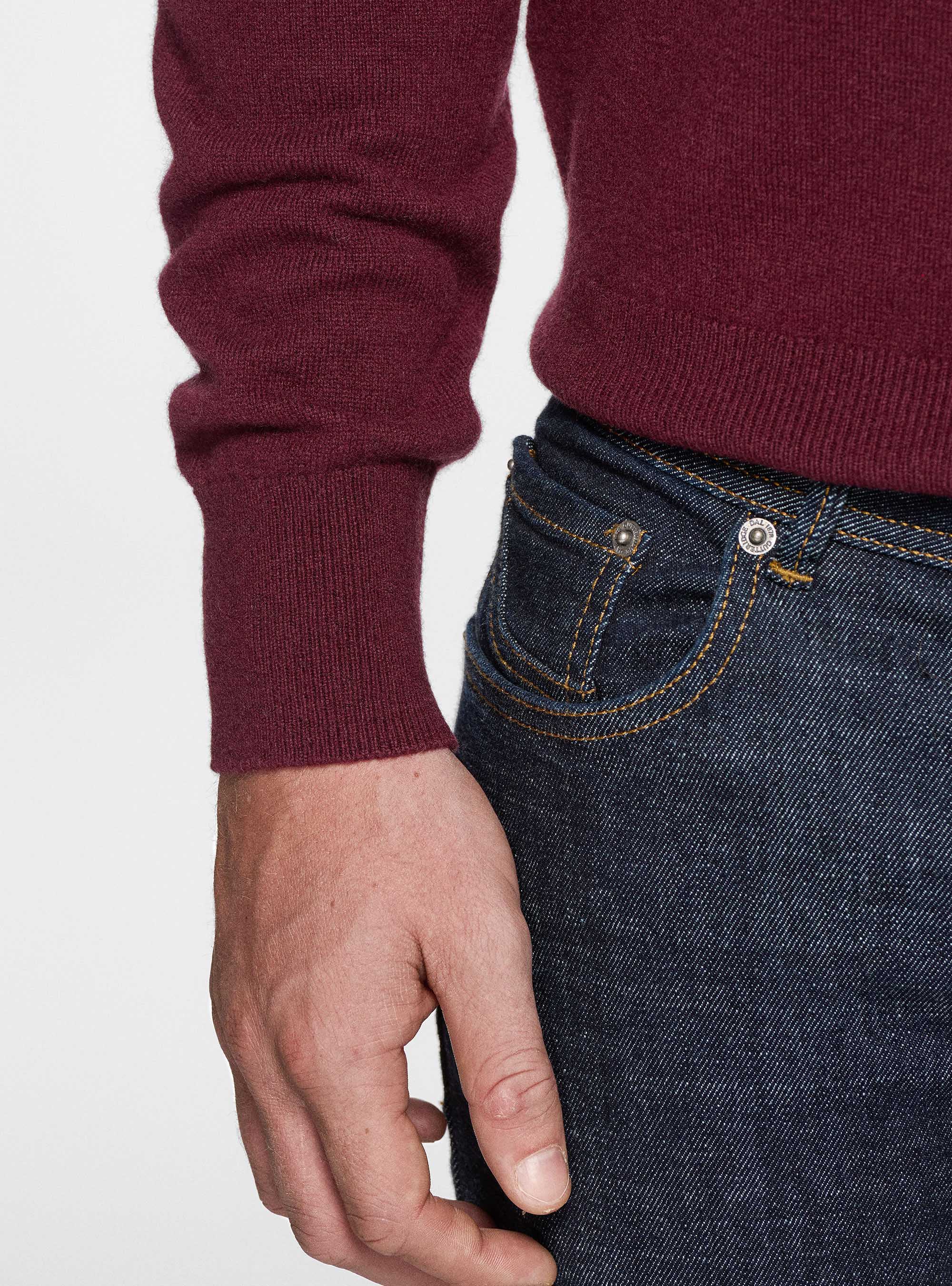 Maglia girocollo in lambswool e cashmere, BORDEAUX