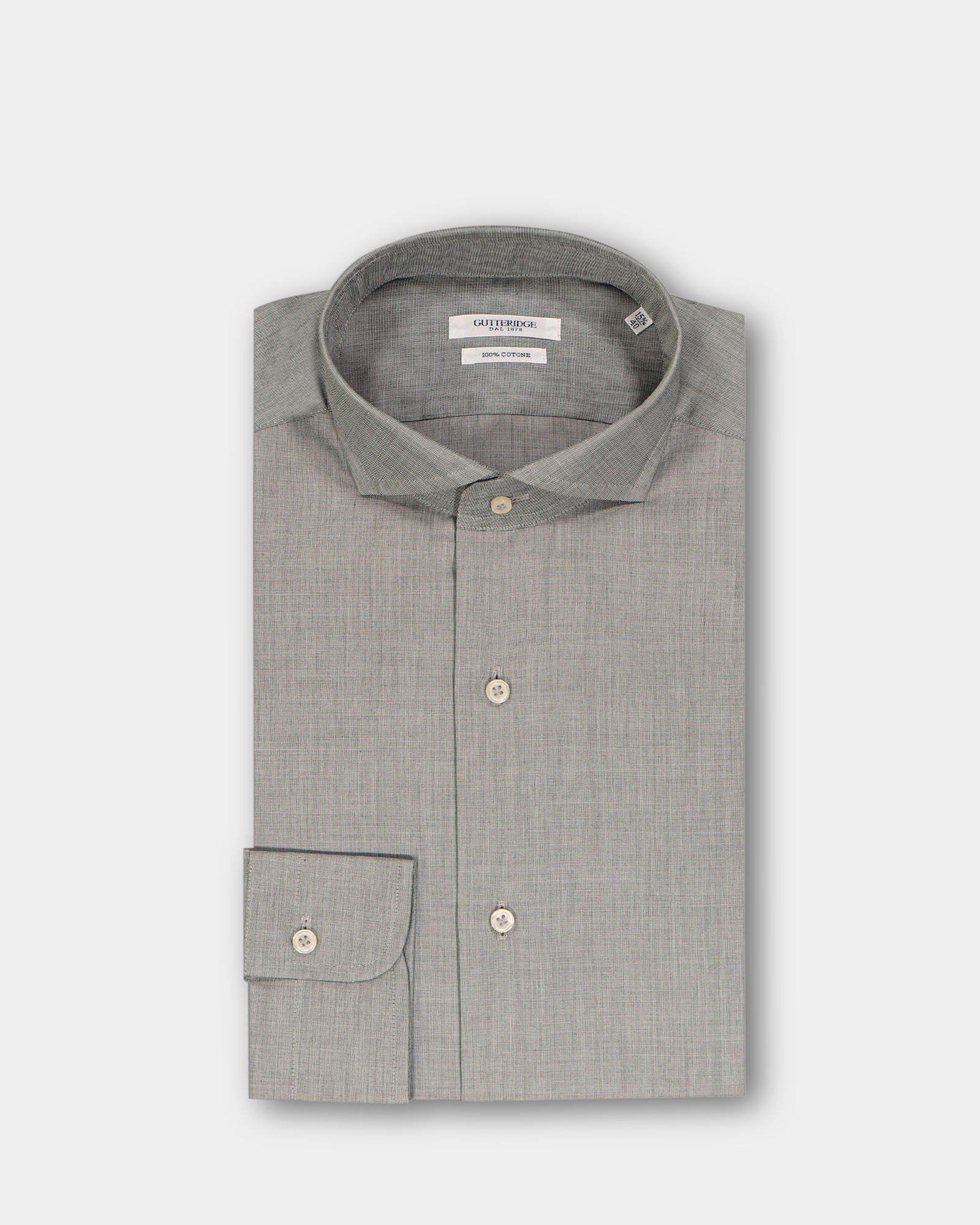 Camicia fil a fil collo francese, GRIGIO CHIARO MELANGE