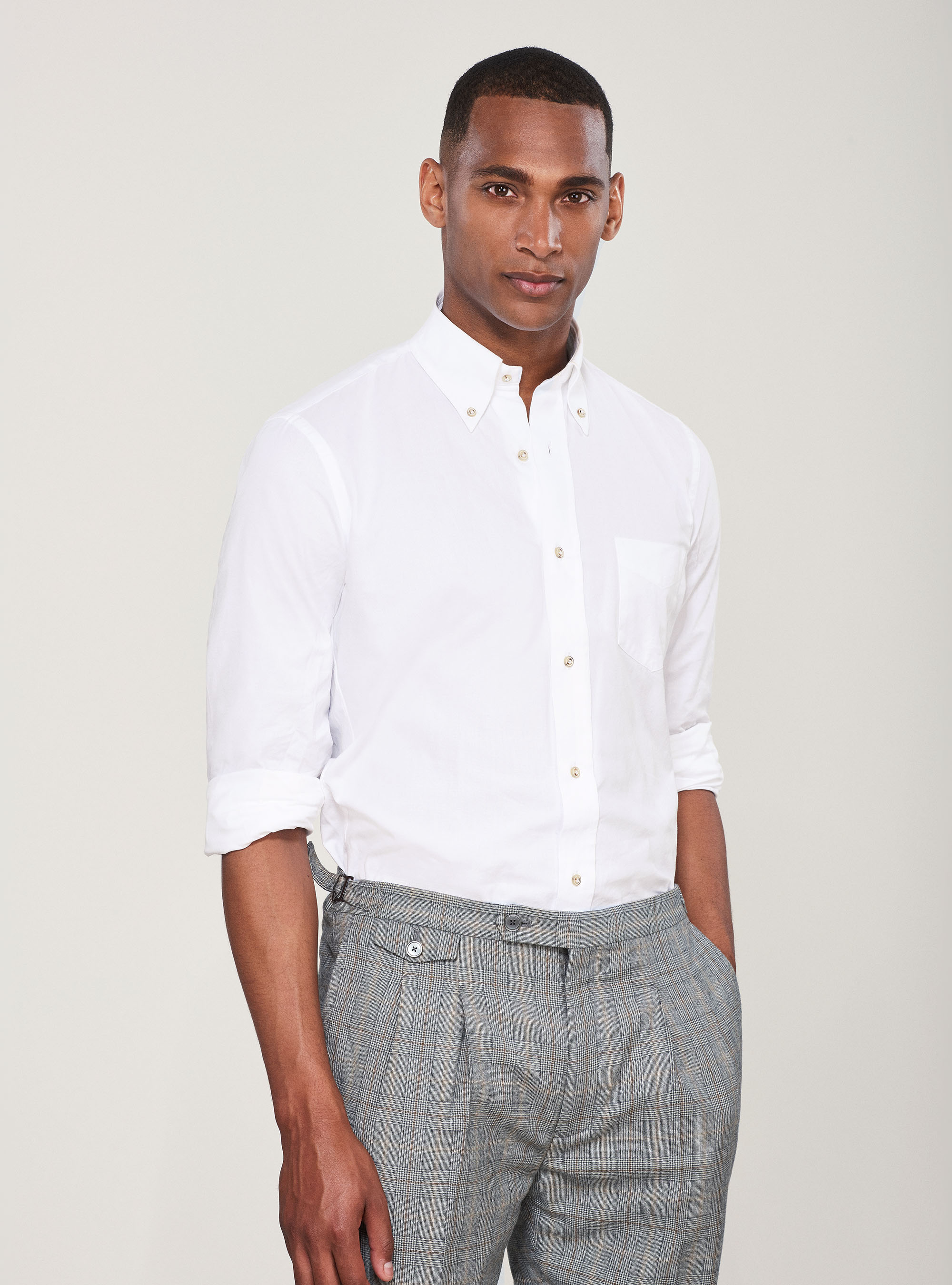 Camicia comfort in oxford di cotone, BIANCO