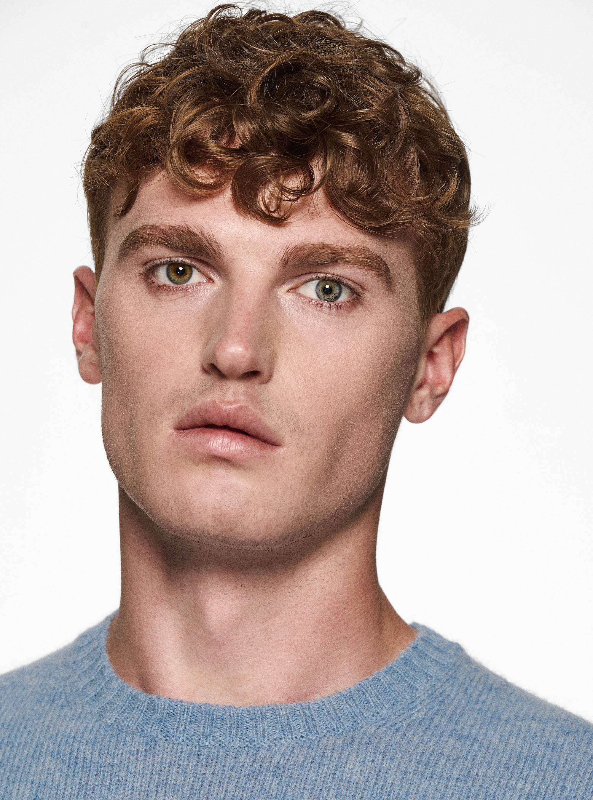 Maglia girocollo in lana shetland, AZZURRO