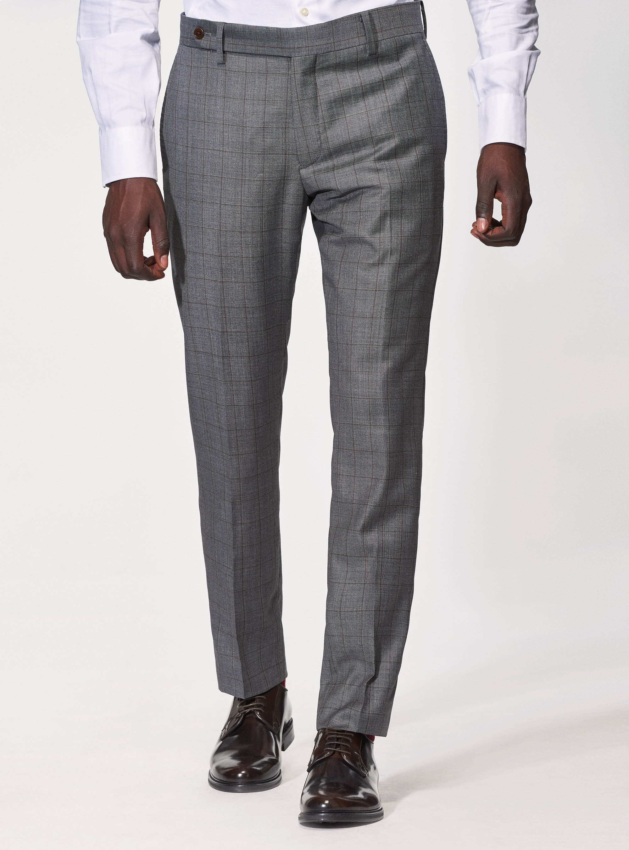 Pantaloni per abito in pura lana a quadri superfine 110's Vitale Barberis Canonico, GRIGIO CHIARO
