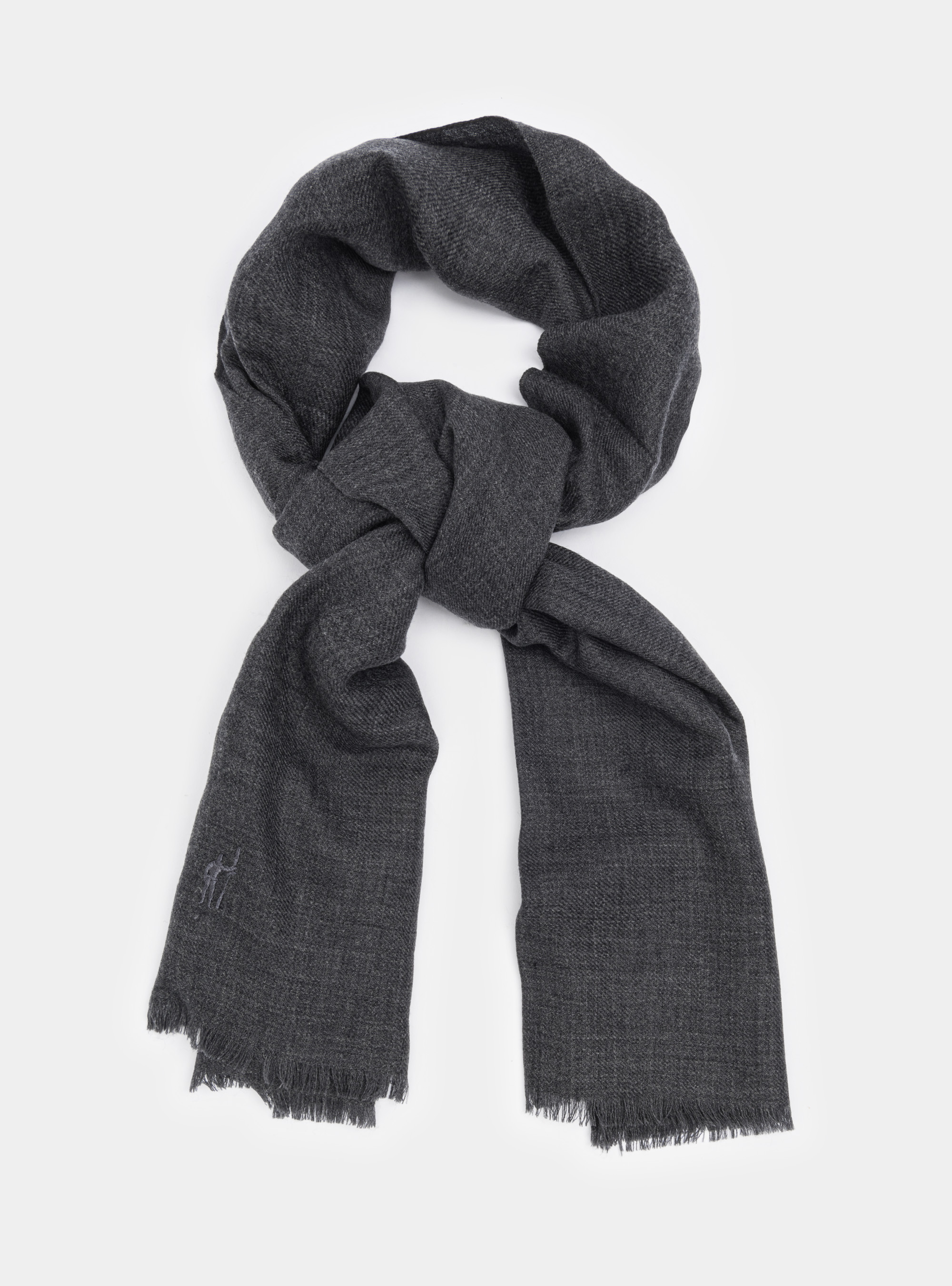 Sciarpa in lana con ricamo, ASFALTO