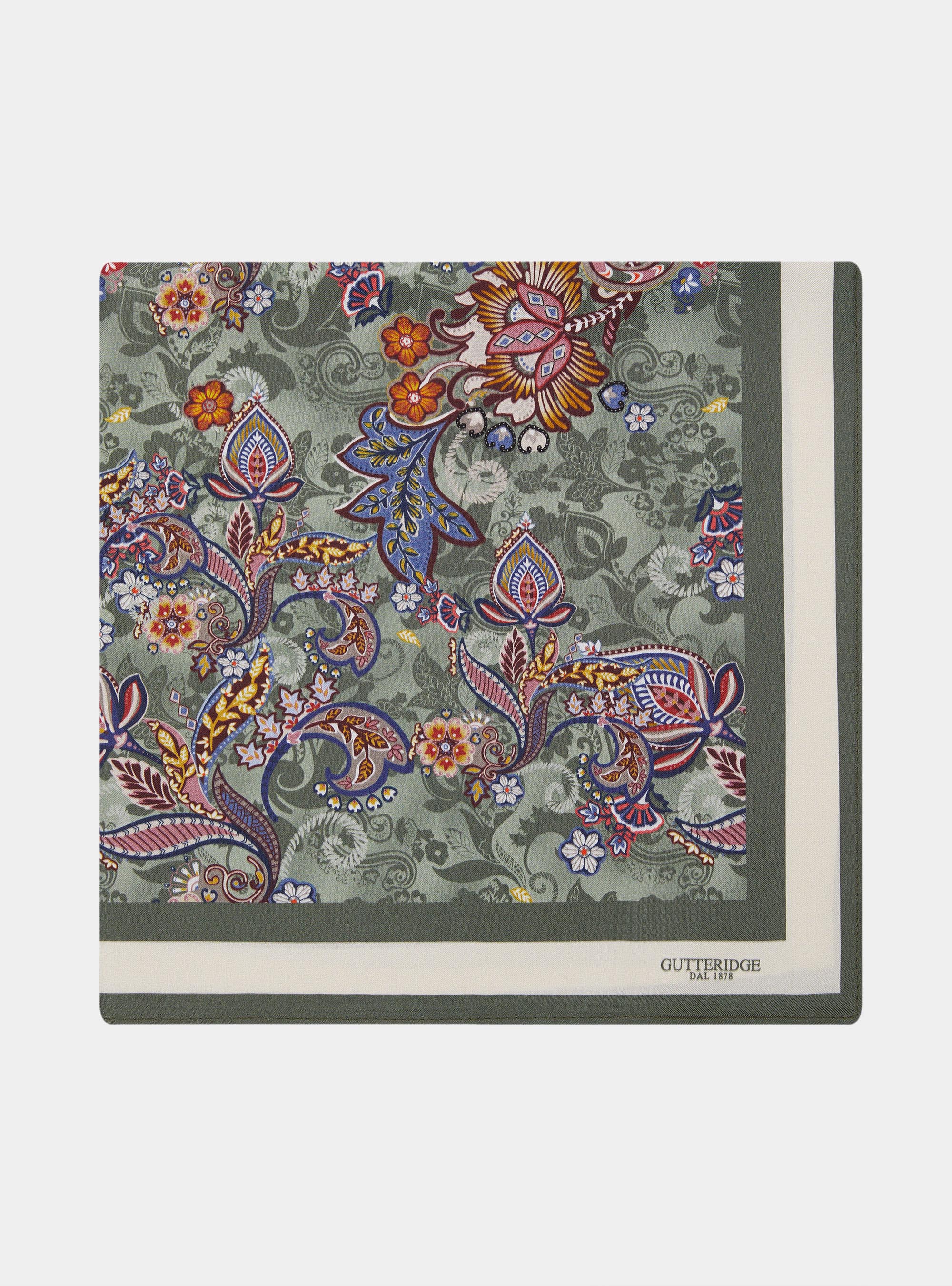 Foulard in seta stampa floreale, SALVIA 0602C