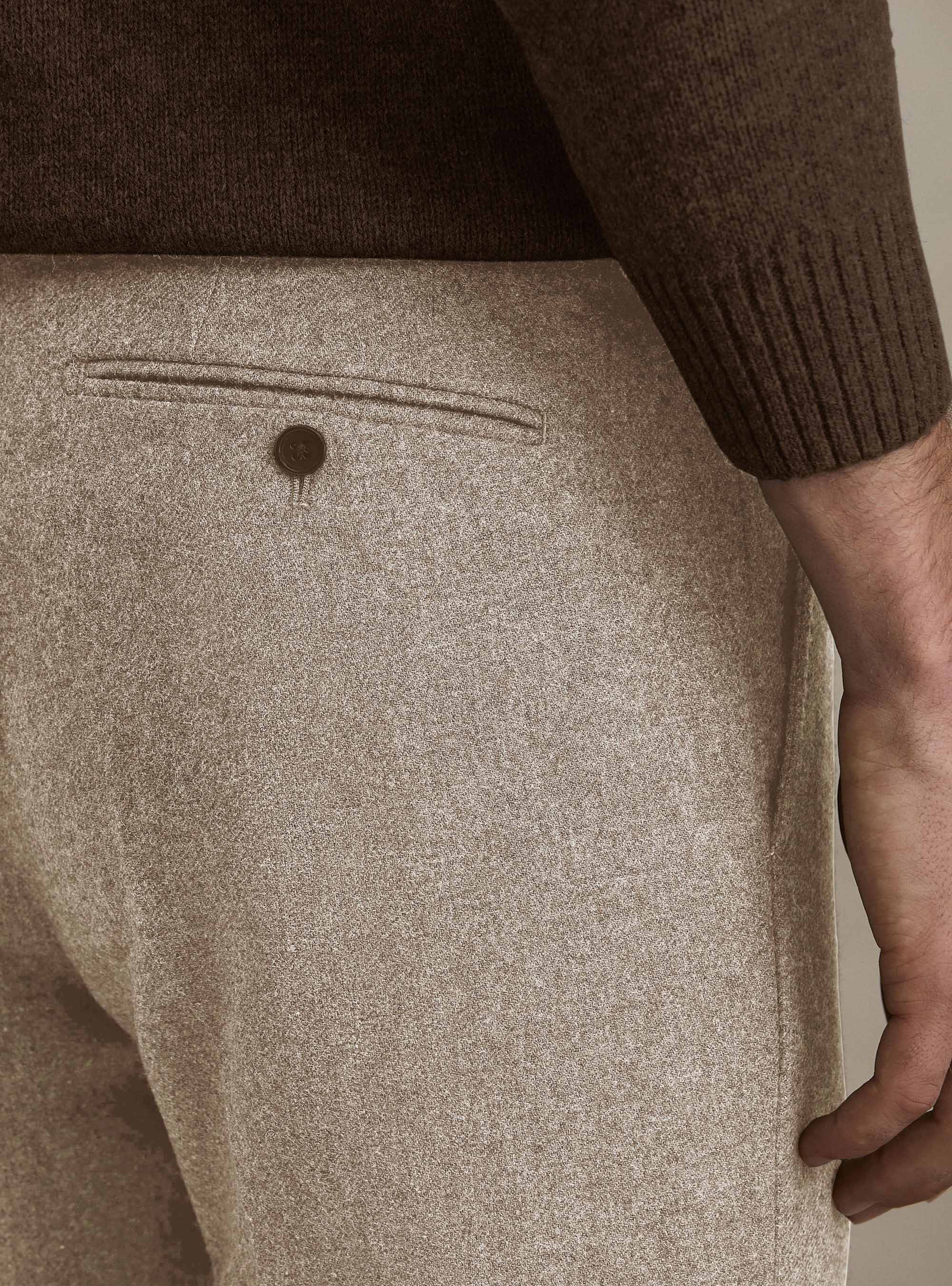 Wool blend flannel trousers, SAND