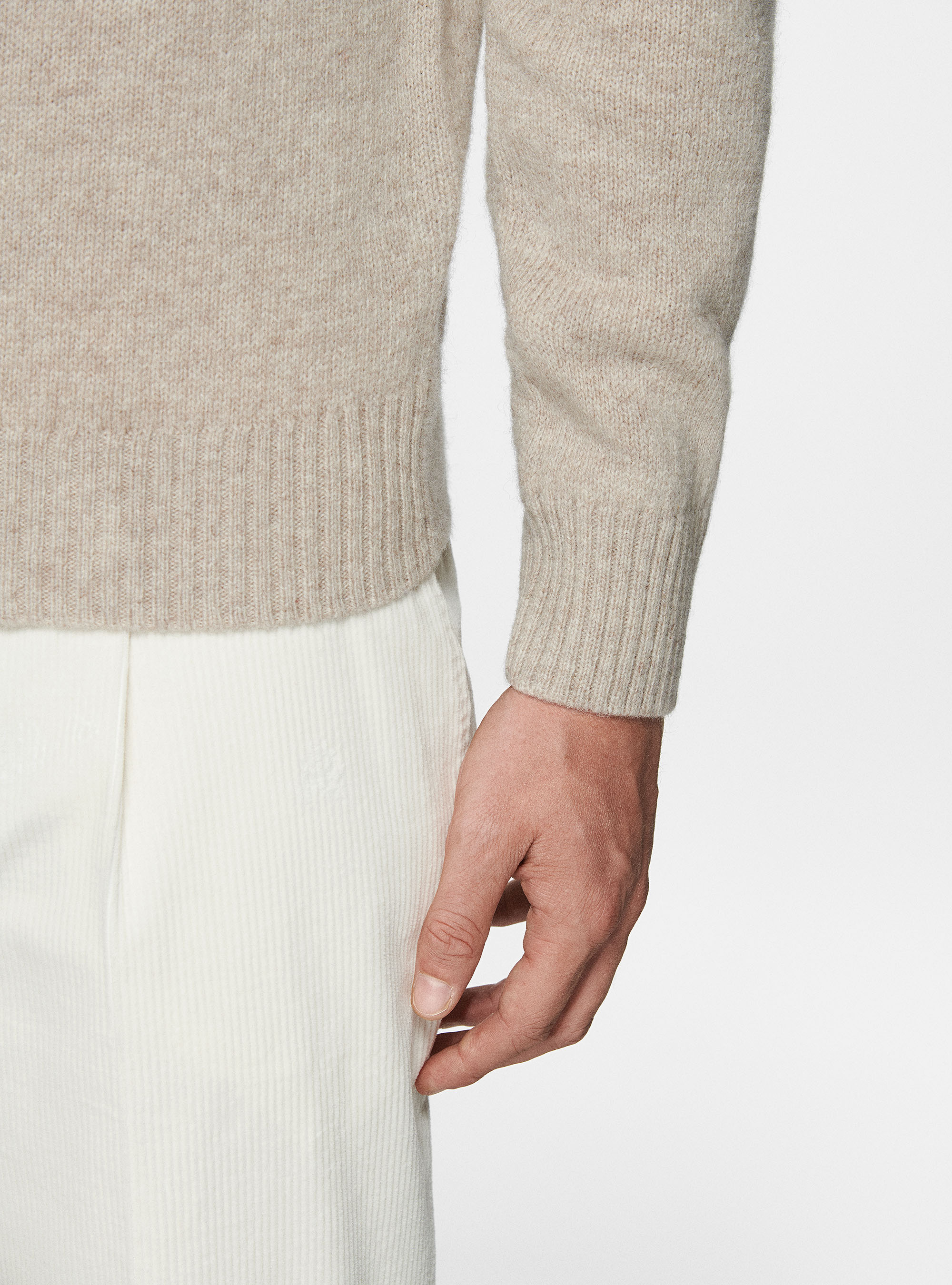 Maglia girocollo in lana shetland, ECRU