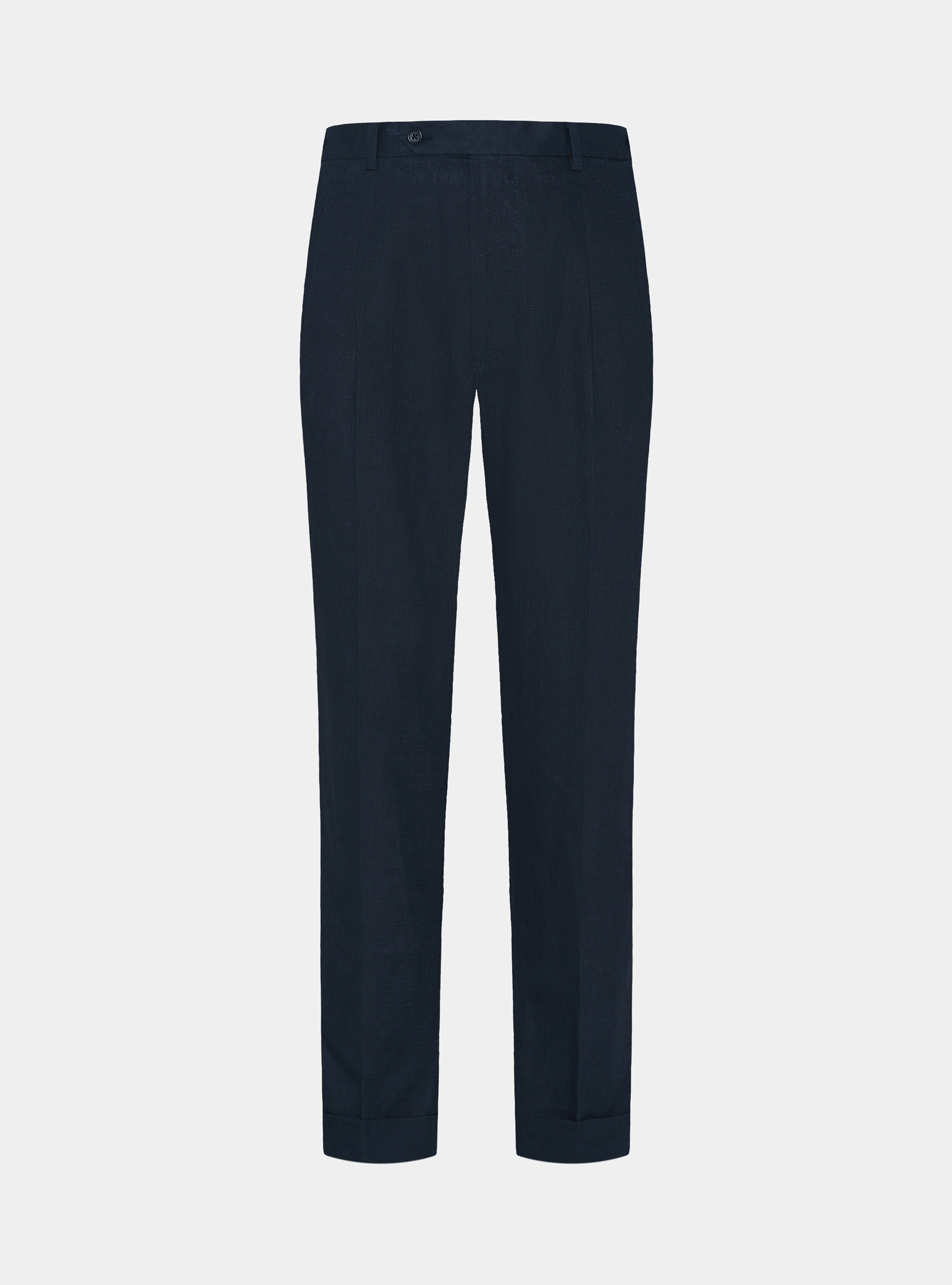 Pantaloni con pince in puro lino, BLU NAVY