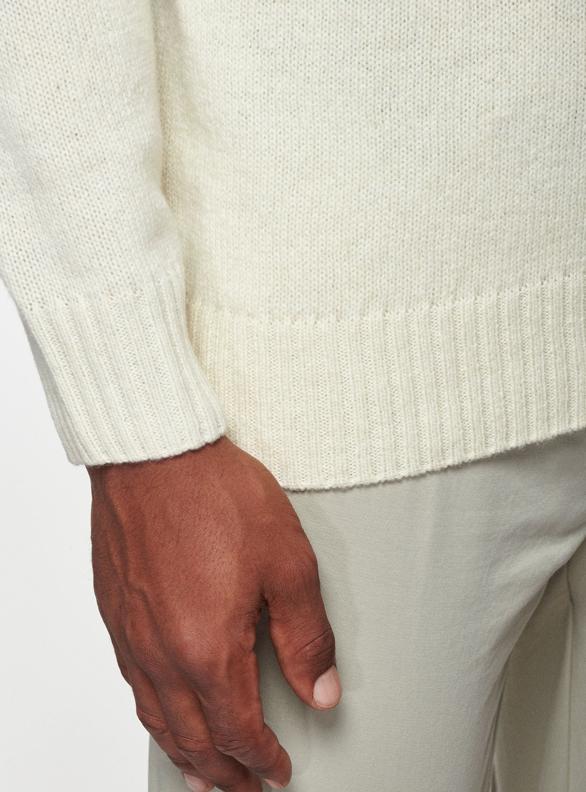 Pure Shetland wool sweater, WHITE