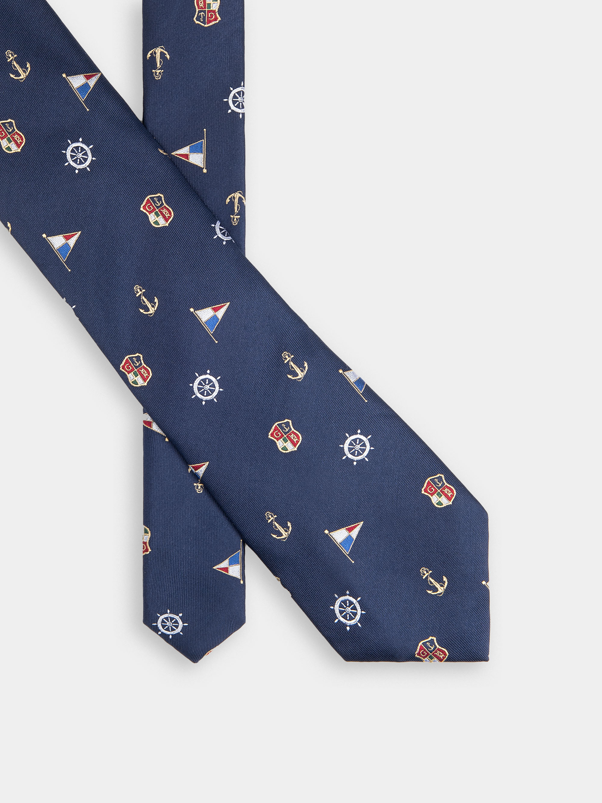 Cravatta in pura seta jacquard, BLU NAVY