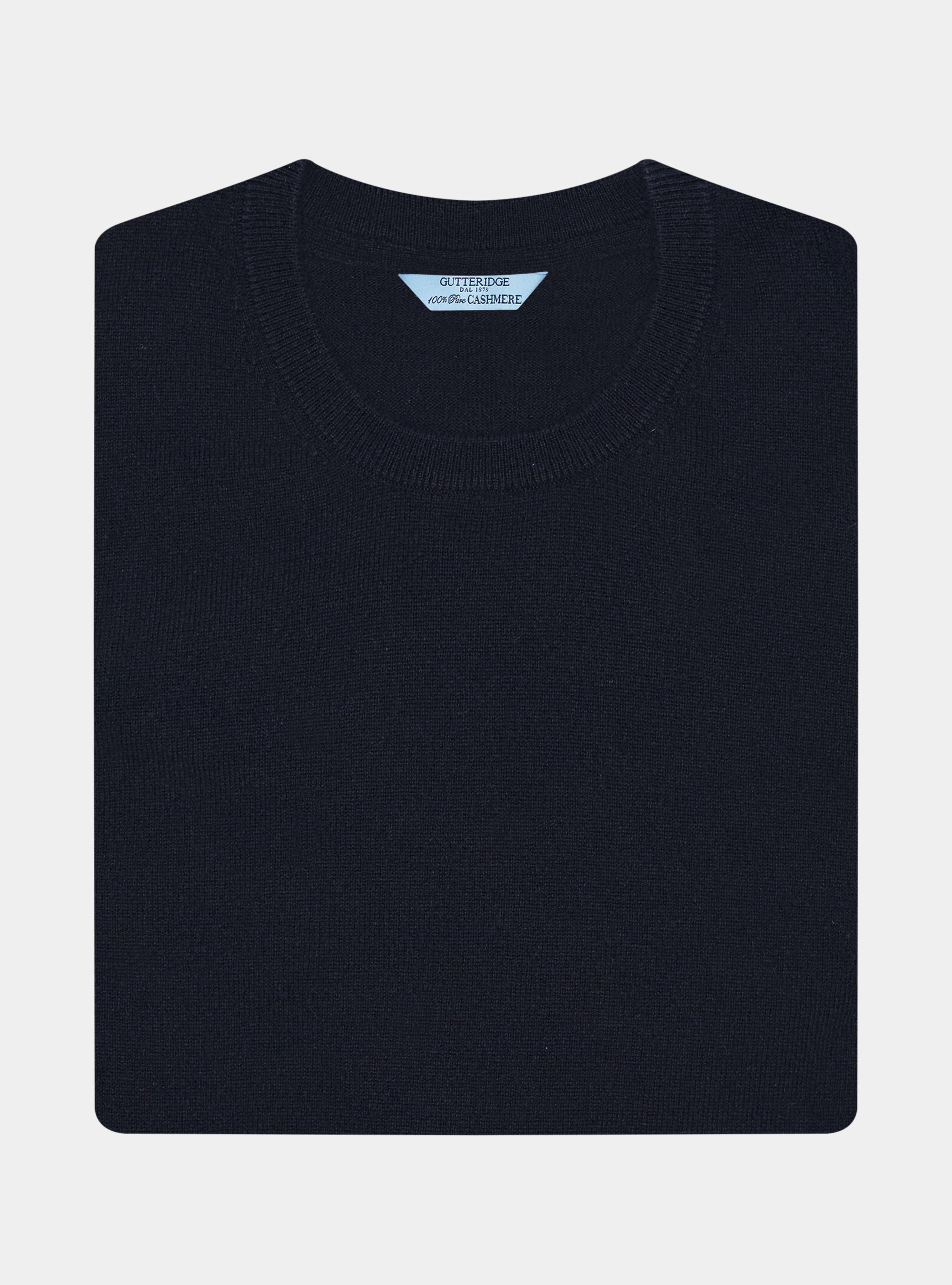 Punto de cachemira con cuello redondo, AZUL MARINO