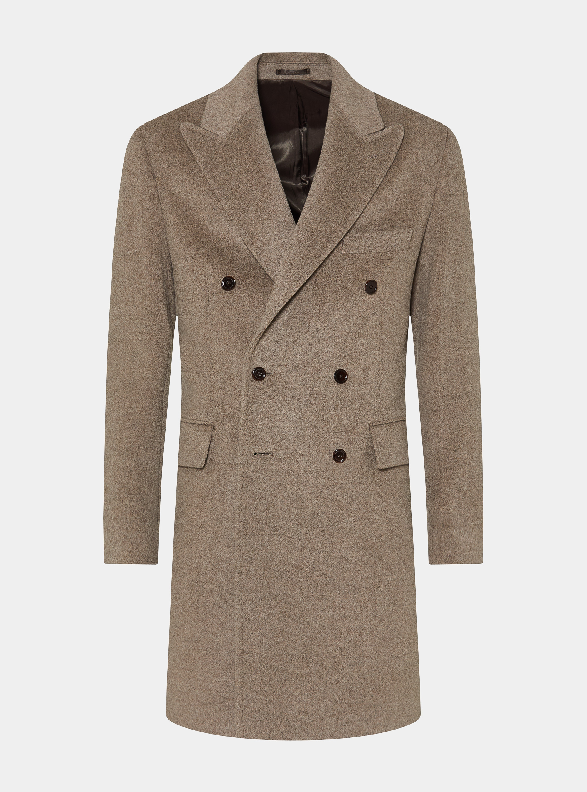 Cappotto doppiopetto in lana e cashmere, FANGO