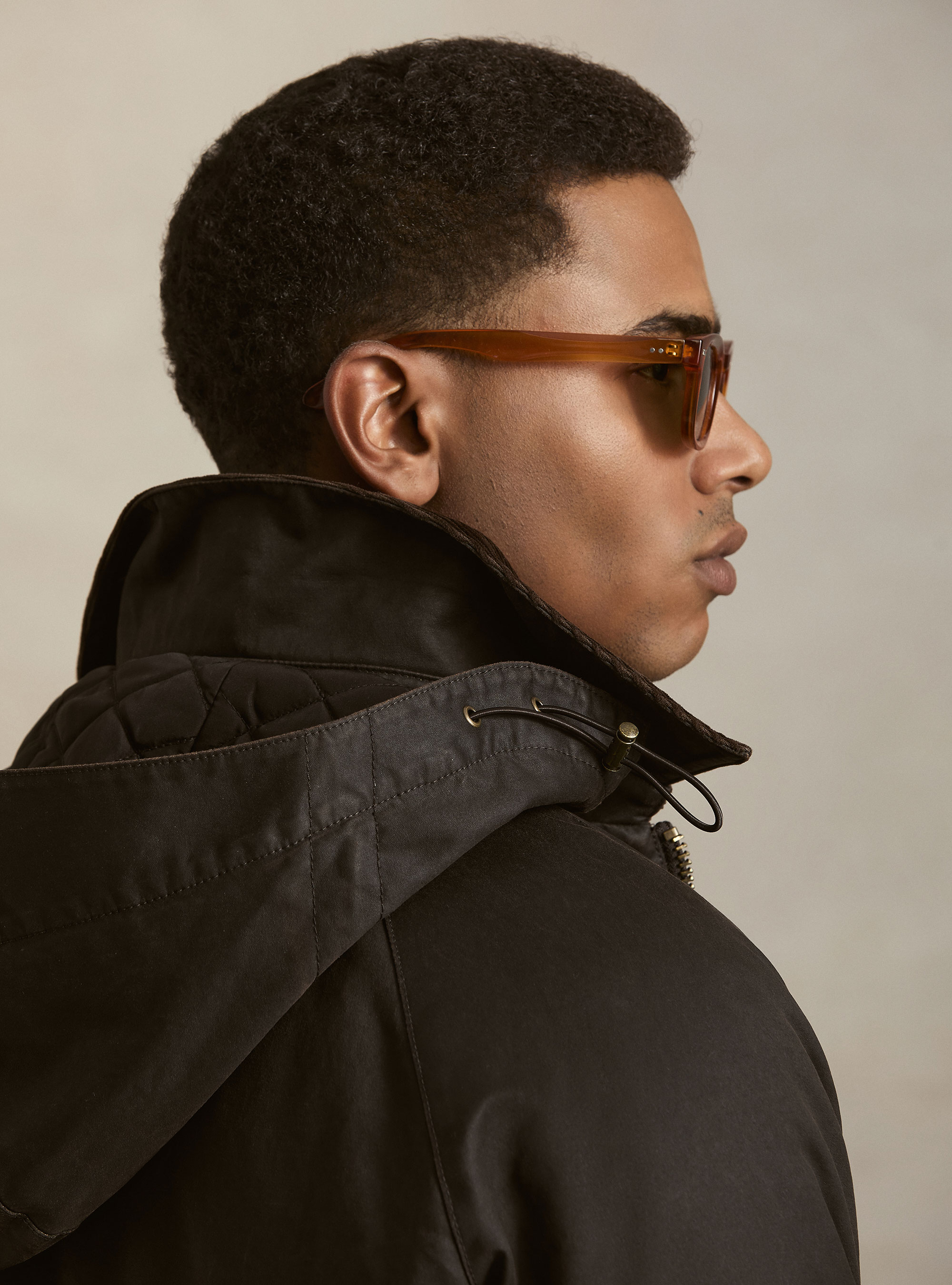 Cotton-blend waxed jacket, BROWN