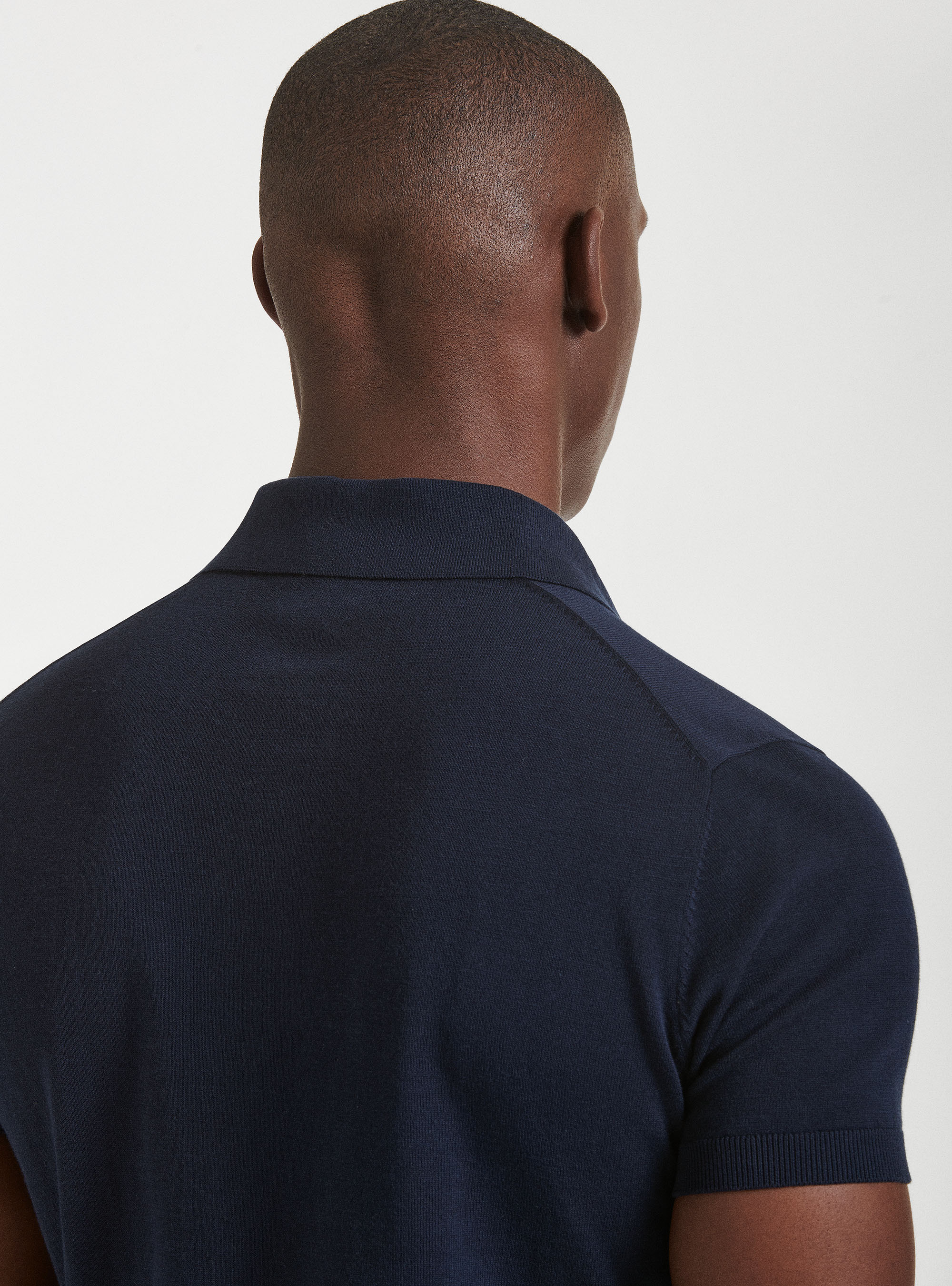 Polo tricot&eacute; en pur coton extra-fin, BLEU MARINE