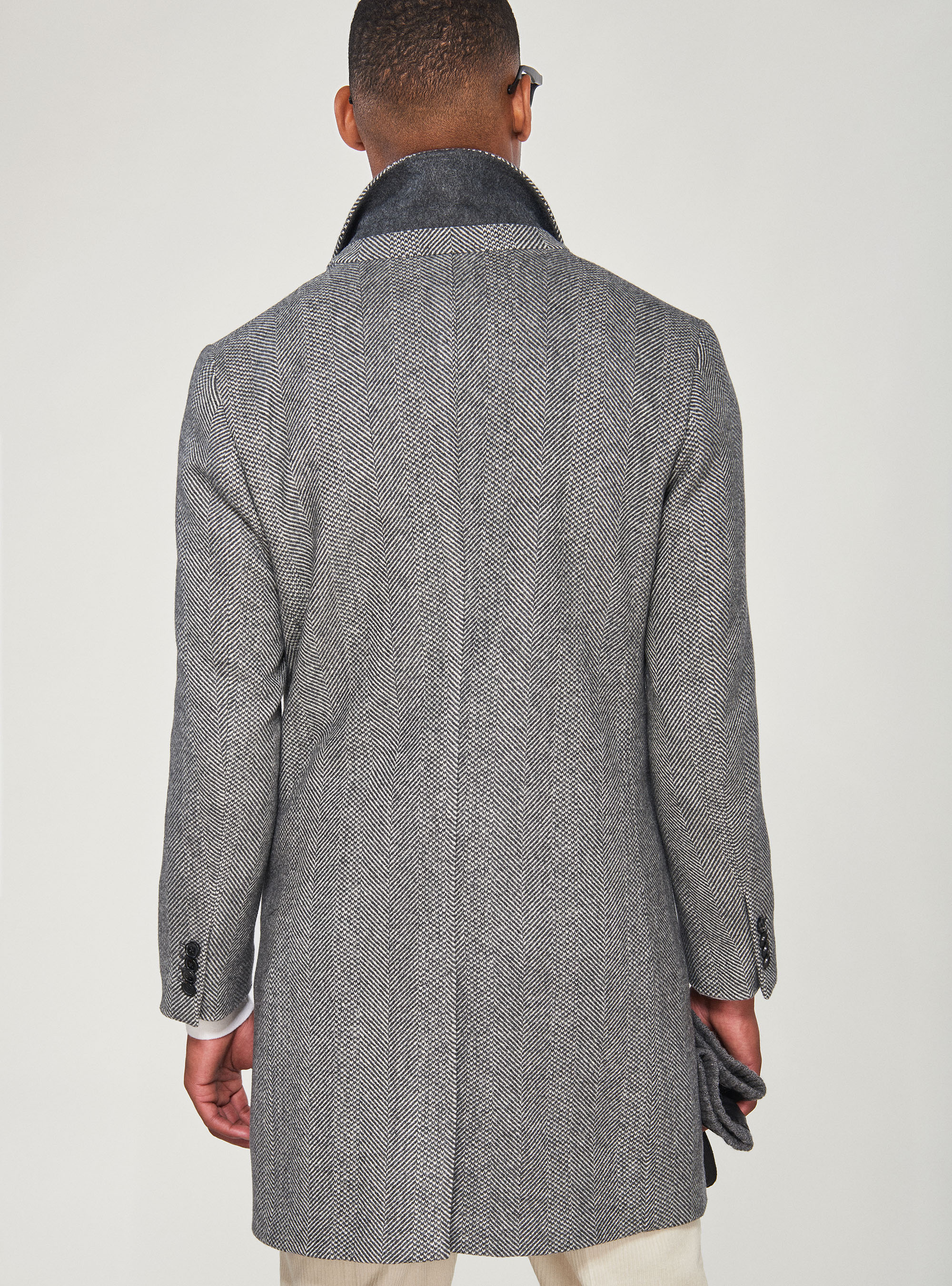 Wool blend herringbone coat