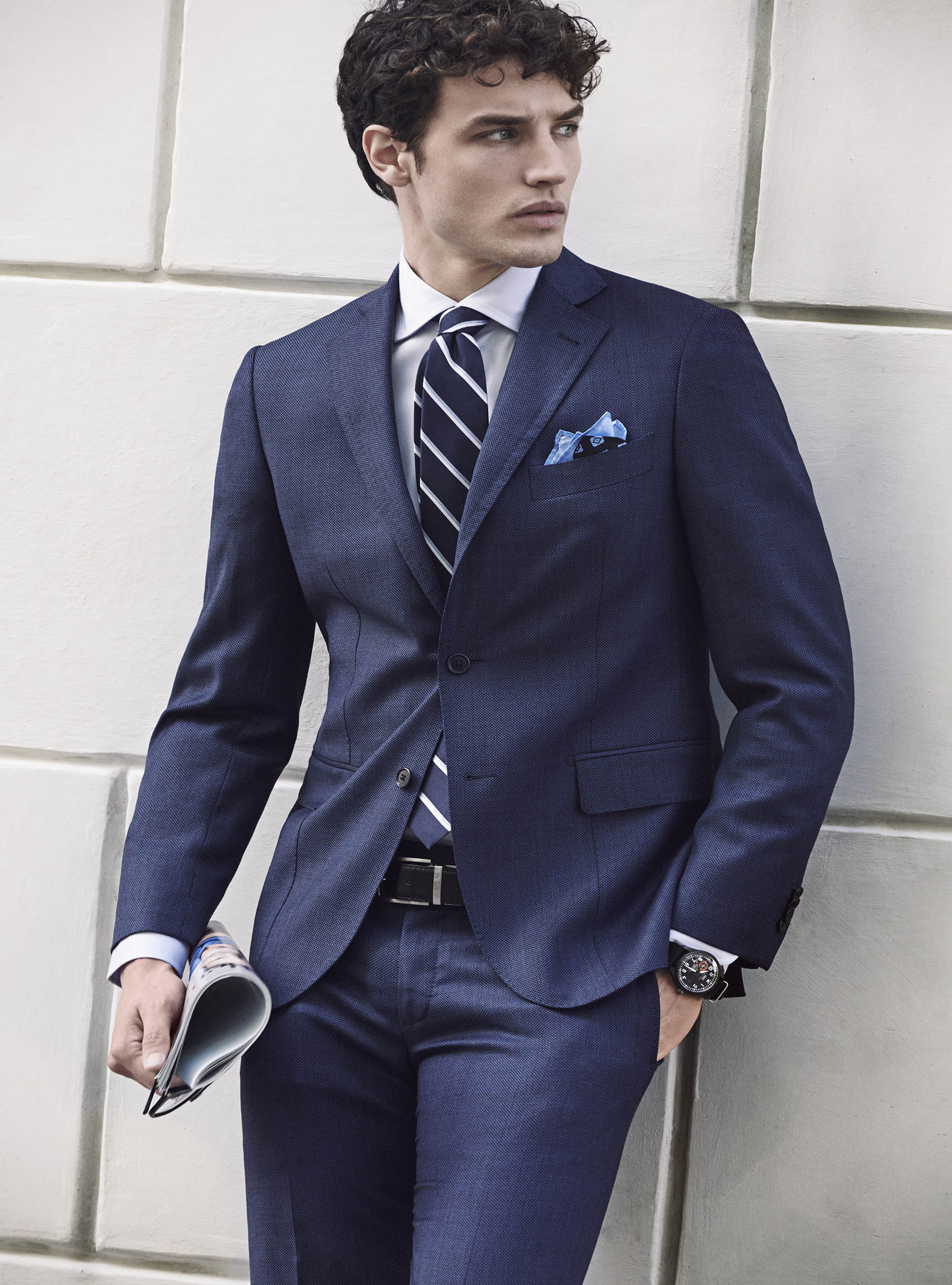 Traje de ojos de perdiz azul