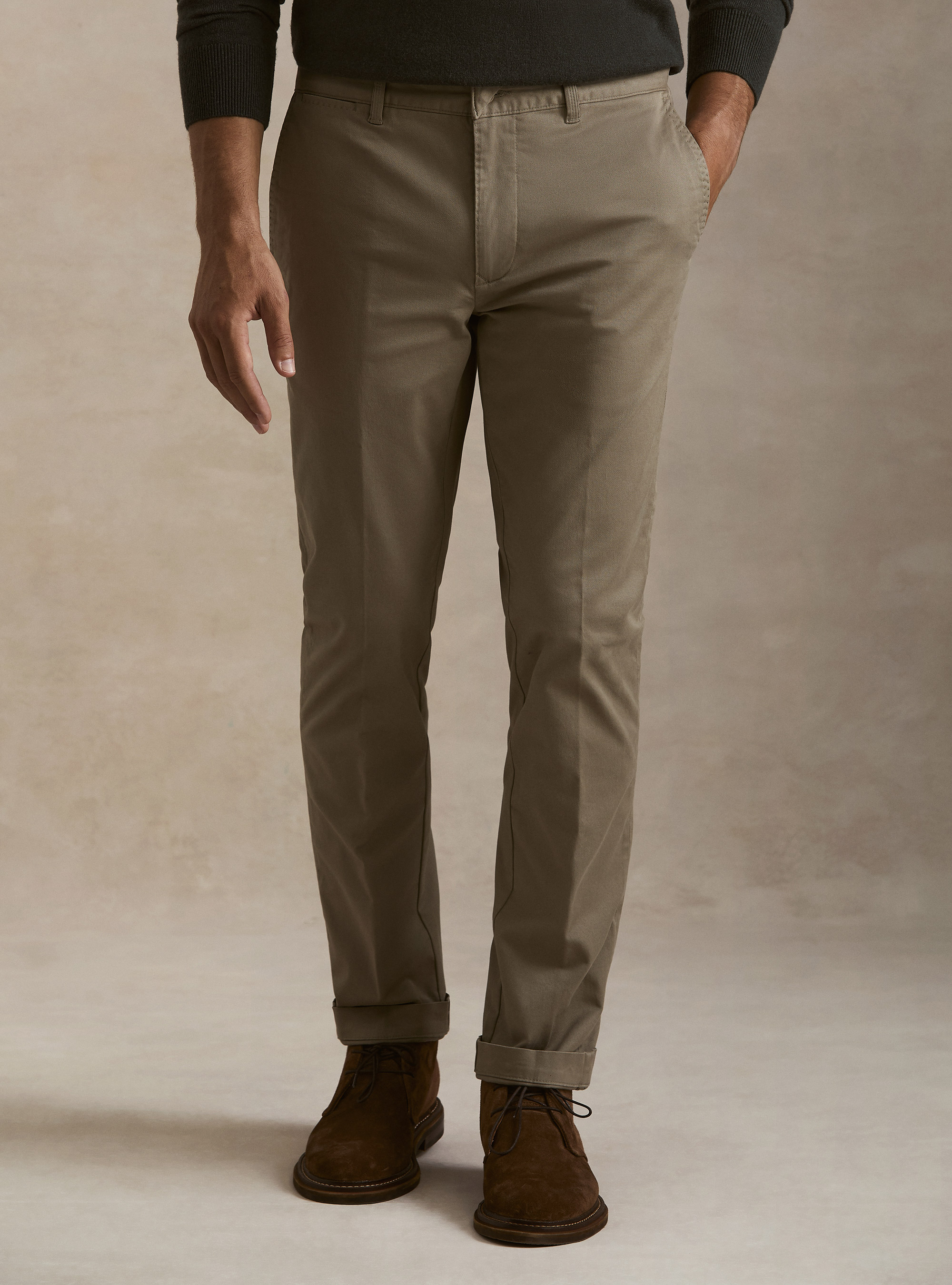 Pantalones chino slim fit de sarga el&aacute;stica, FANGO 0568C
