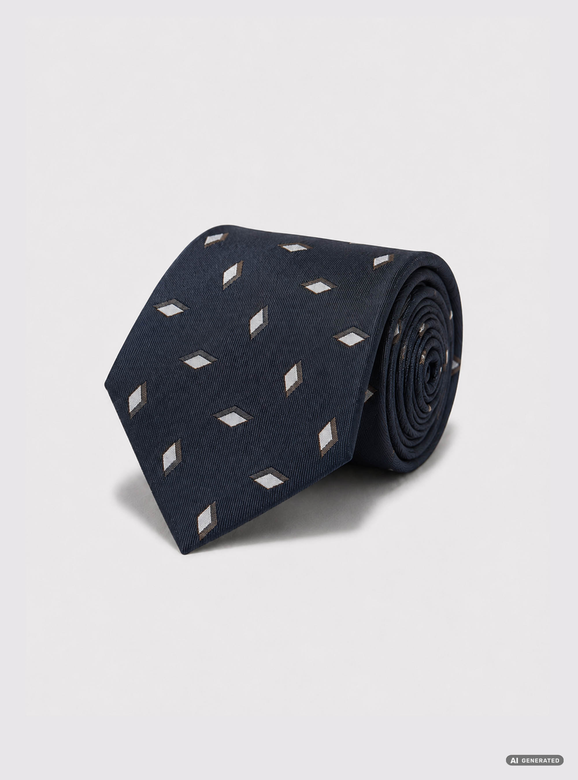 Cravatta in twill di seta con fantasia geometrica, BLU NAVY