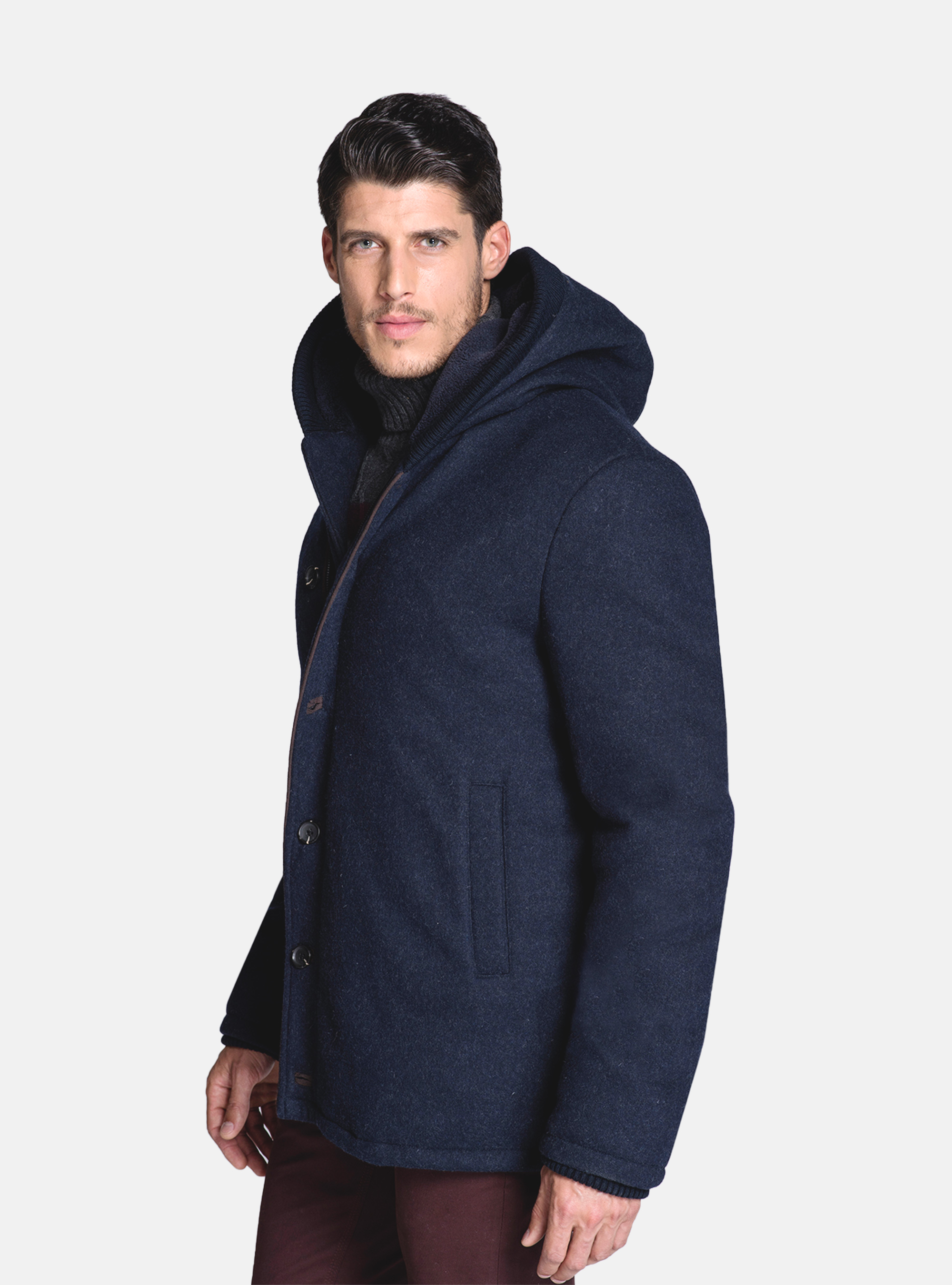 WOOL PADDED JACKET, NAVY BLUE