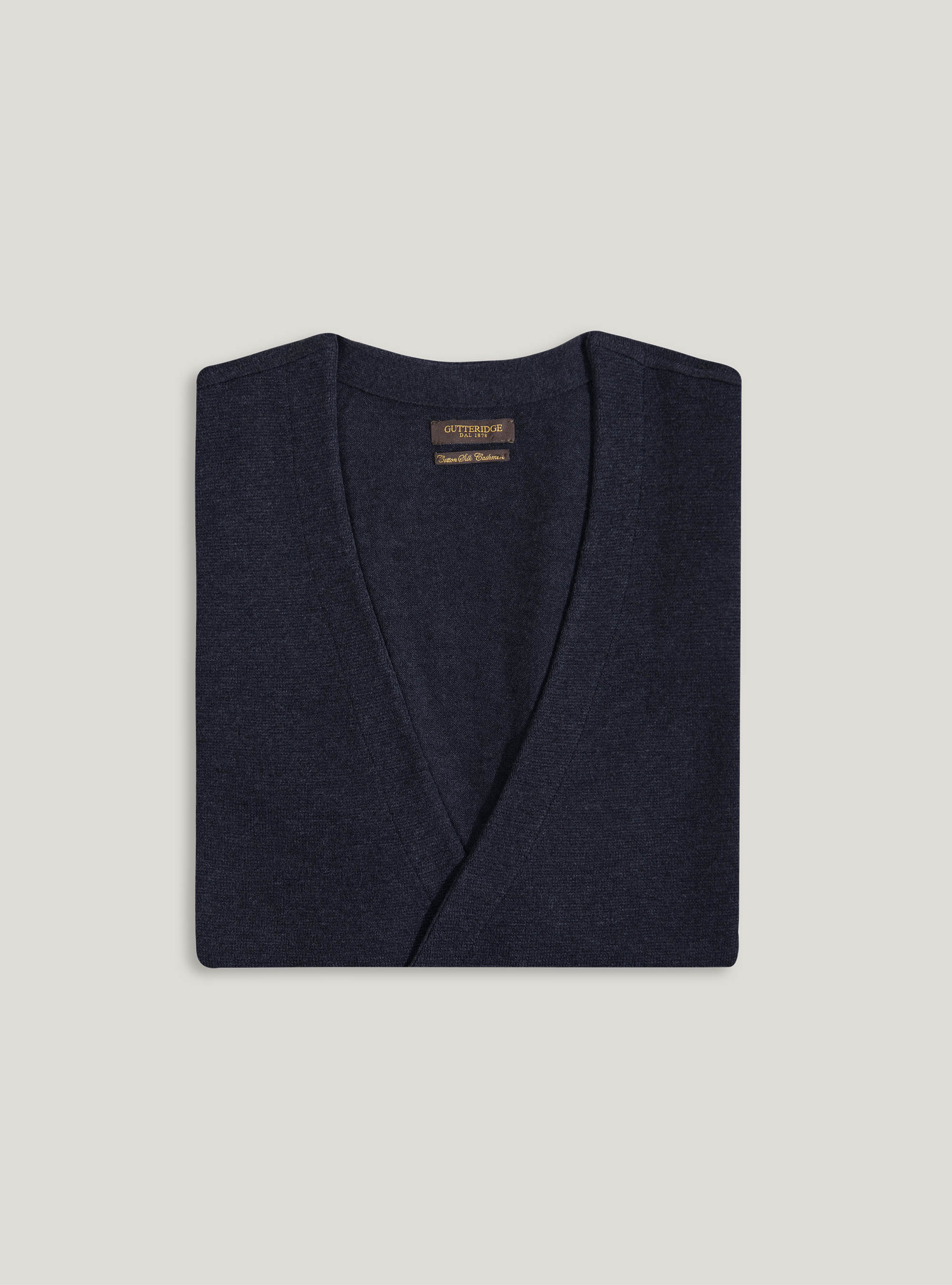 Gilet doppiopetto in maglia in cotone seta e cashmere, BLU NAVY