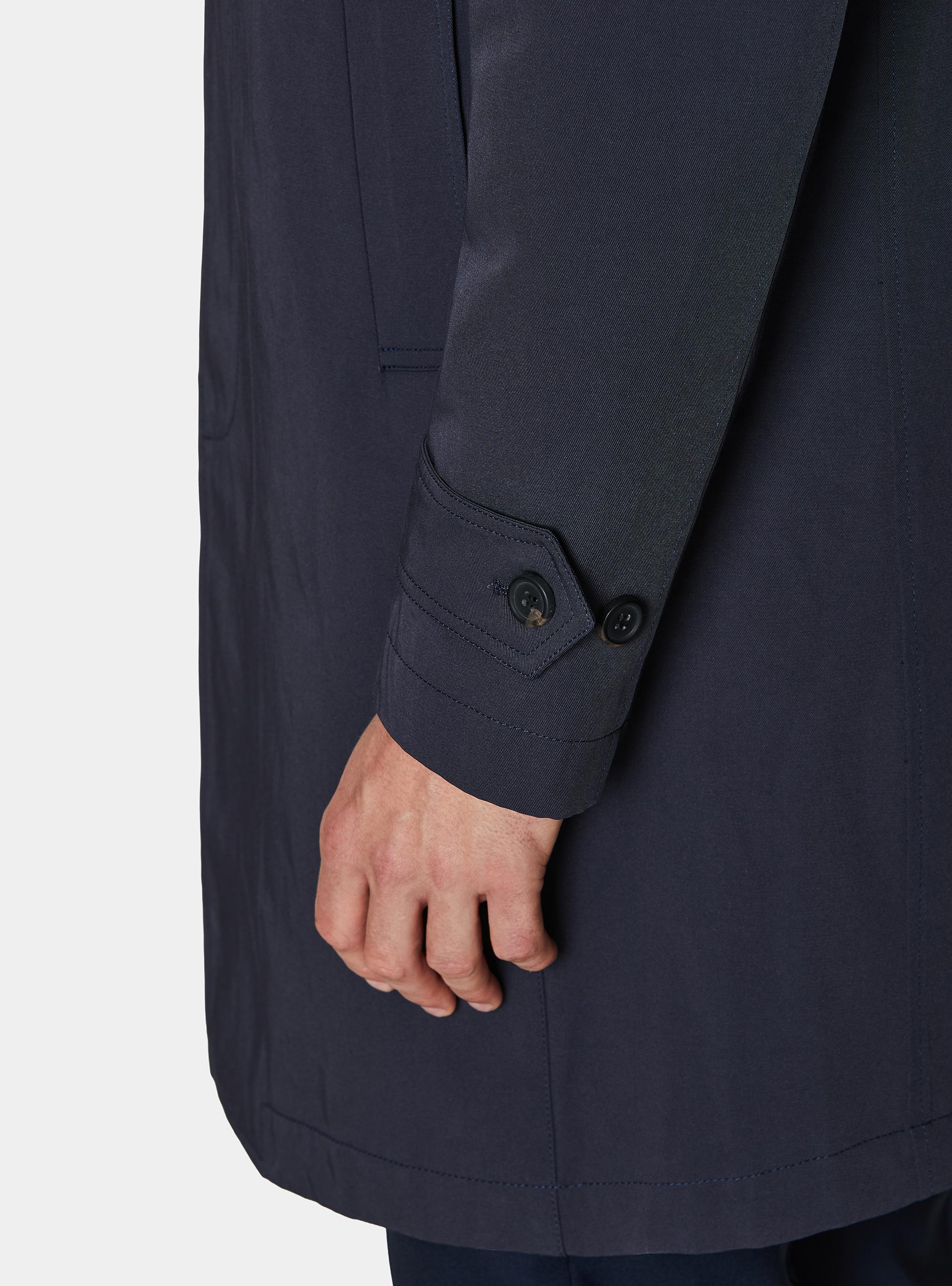 Impermeable de botonadura sencilla en mezcla de algod&oacute;n, AZUL MARINO