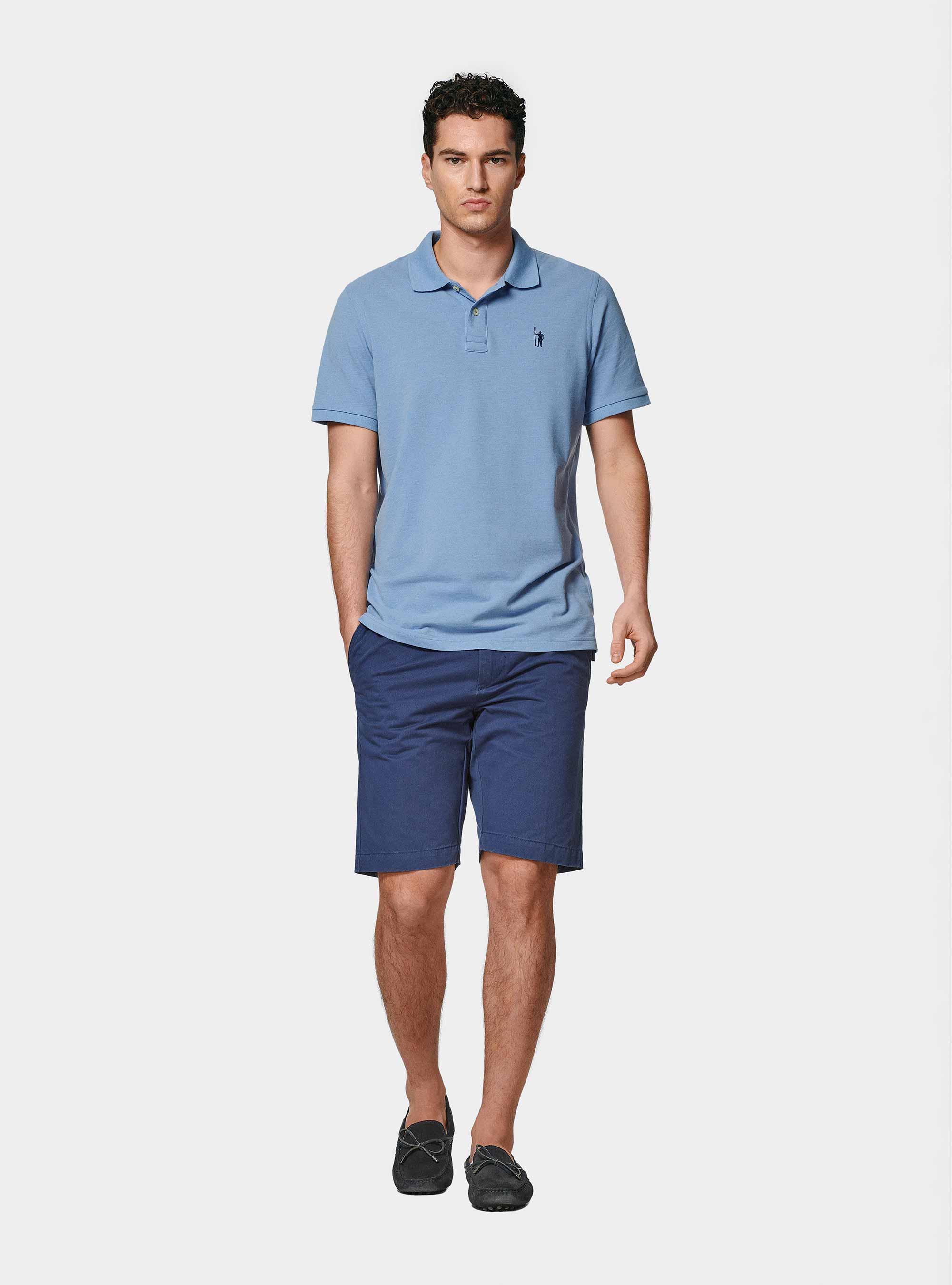 Polo classica in piquet, AZZURRO