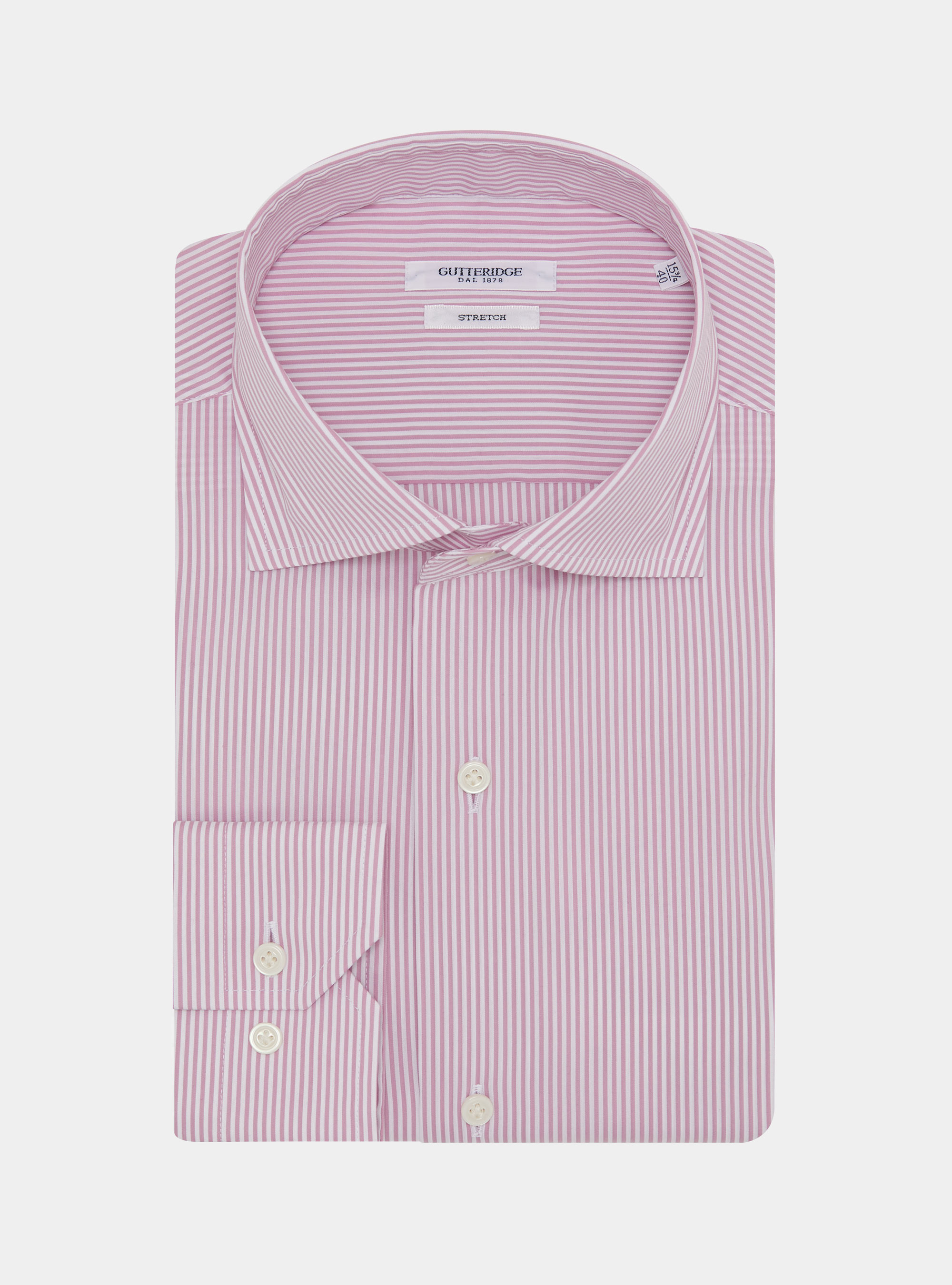 Striped stretch poplin shirt, ROSA CHIARO 0466C