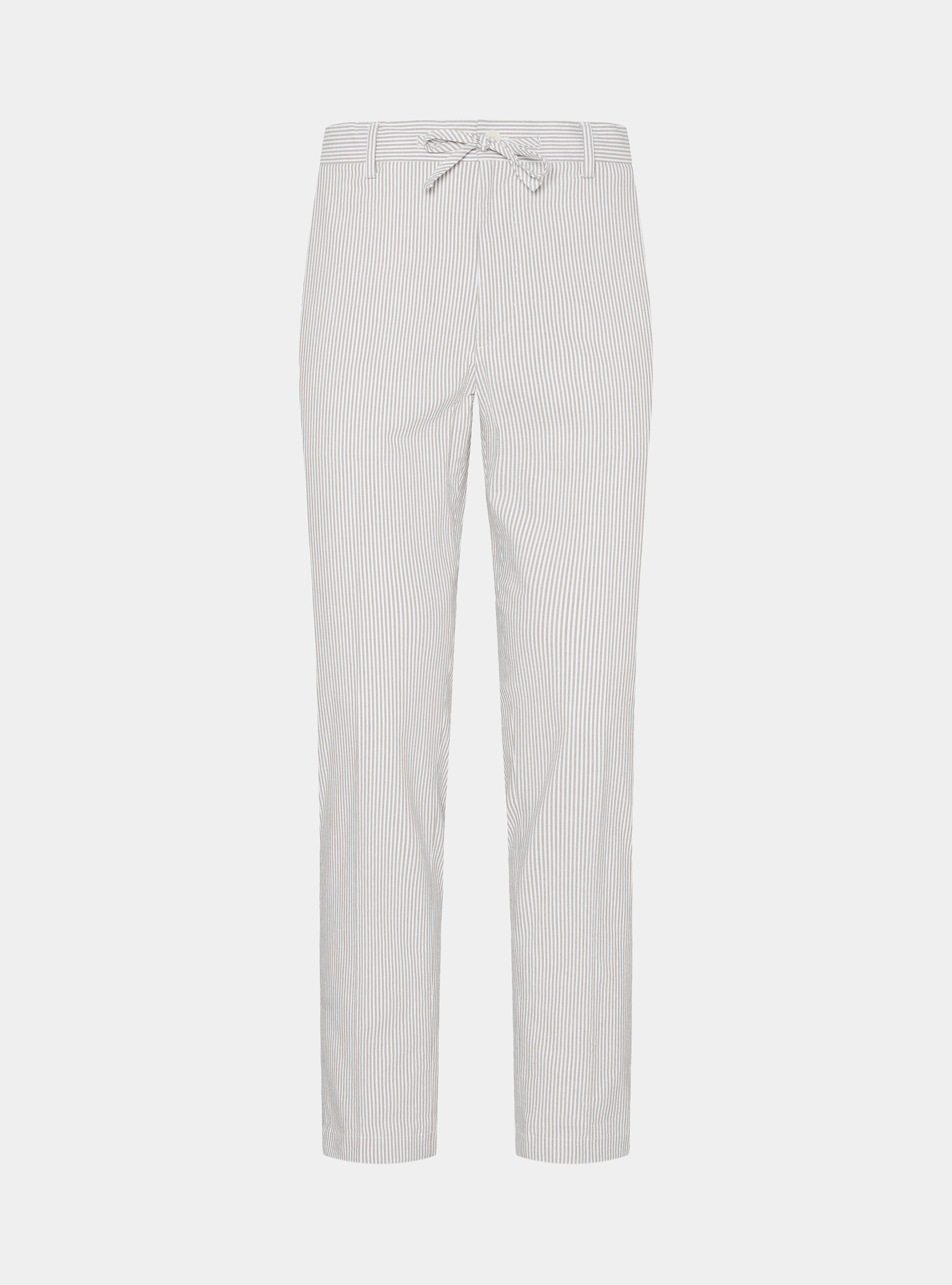 Seersucker cotton blend striped drawstring trousers, SAND