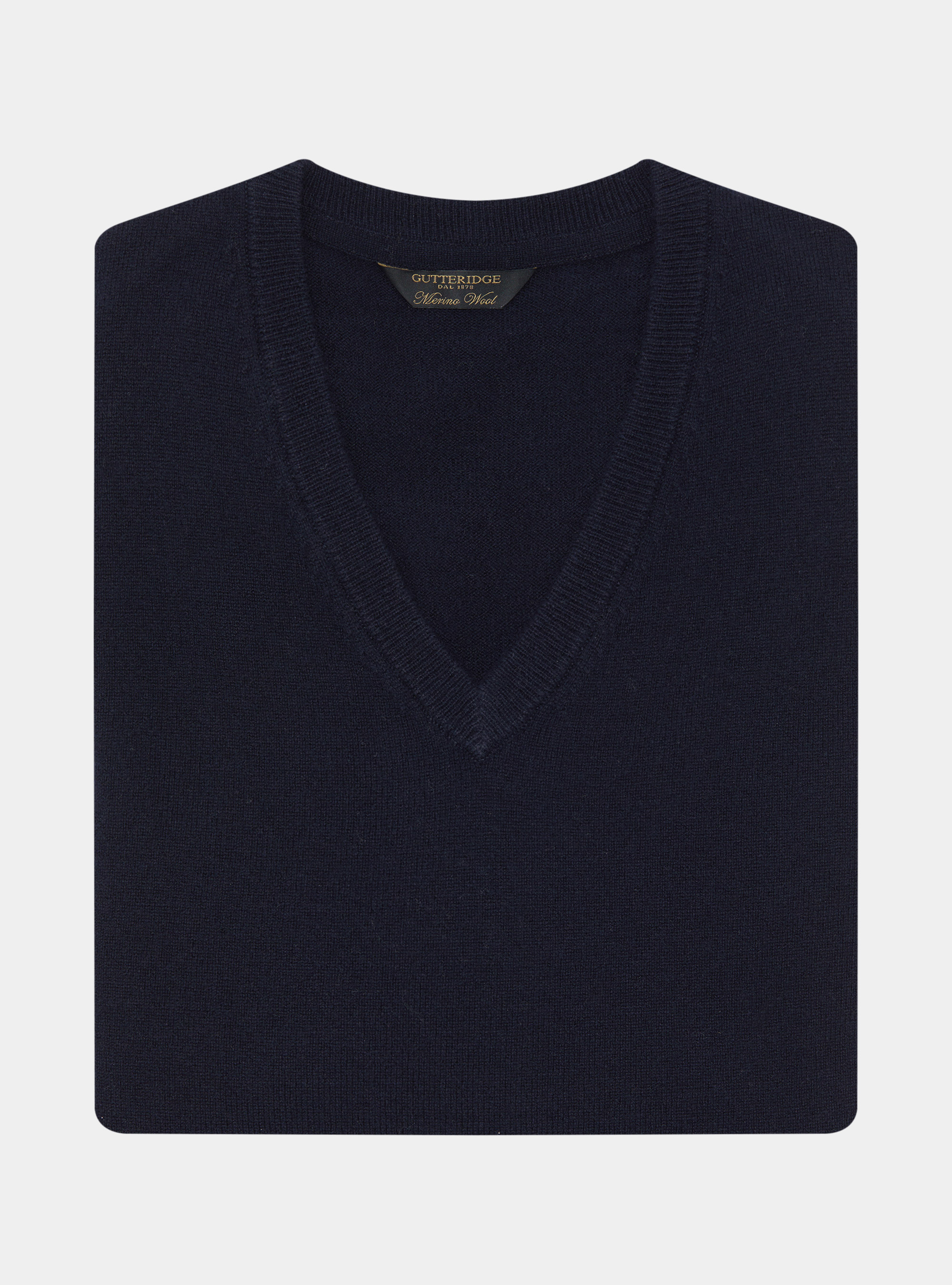 Merino wool V-neck sweater, NAVY BLUE