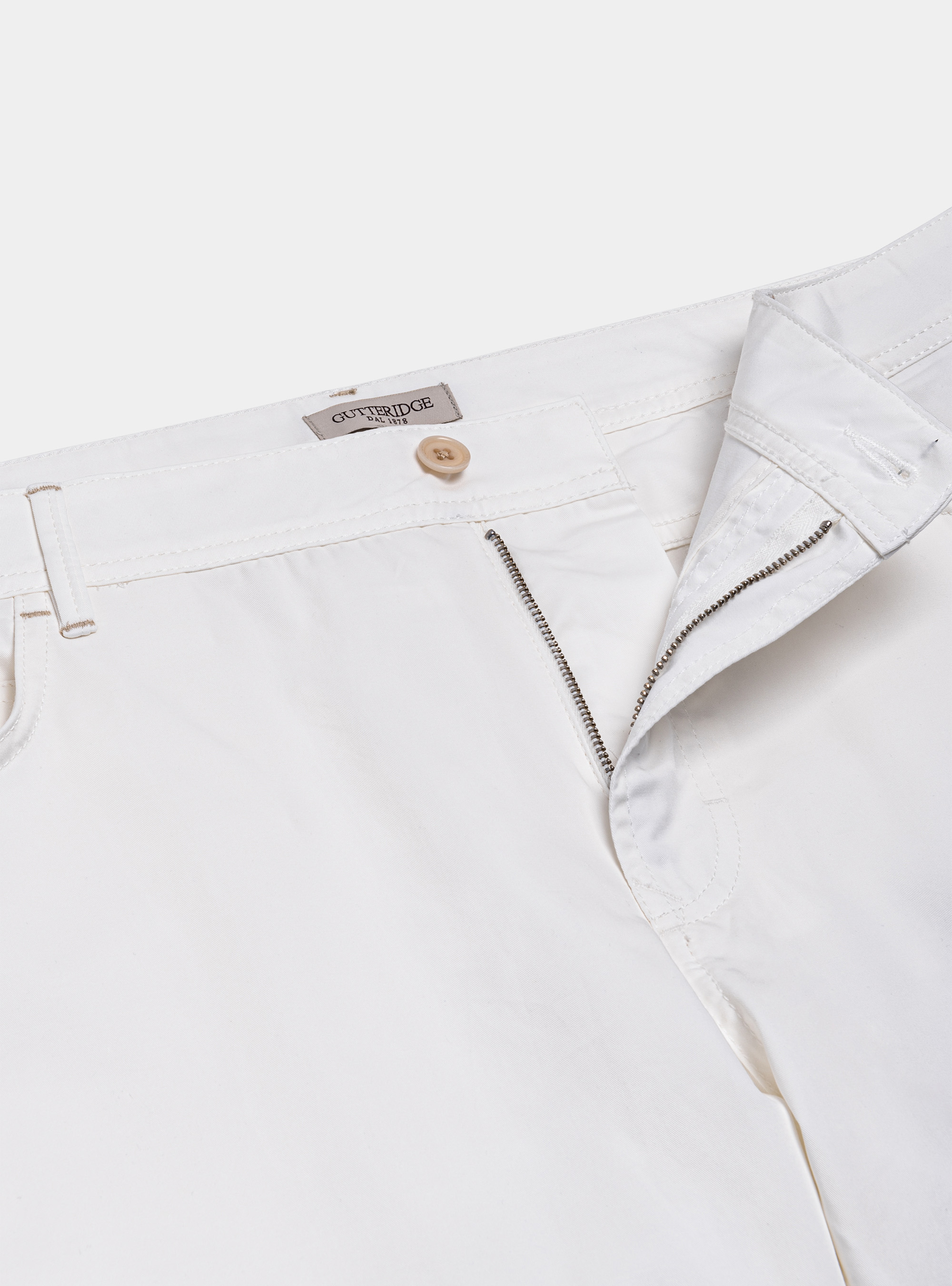 Pantaloni 5 tasche in twill di cotone leggero, BIANCO
