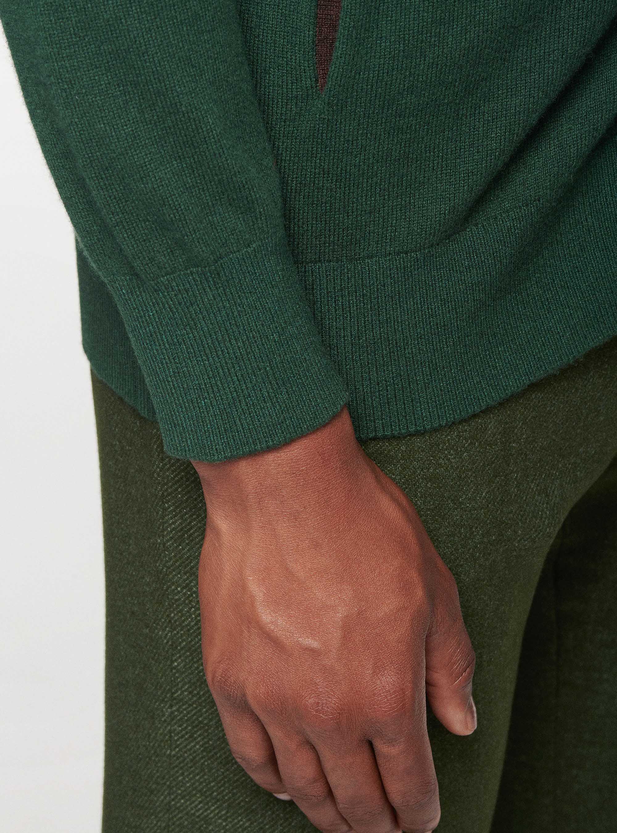 Cardigan in maglia in lana lambswool e cashmere, VERDE