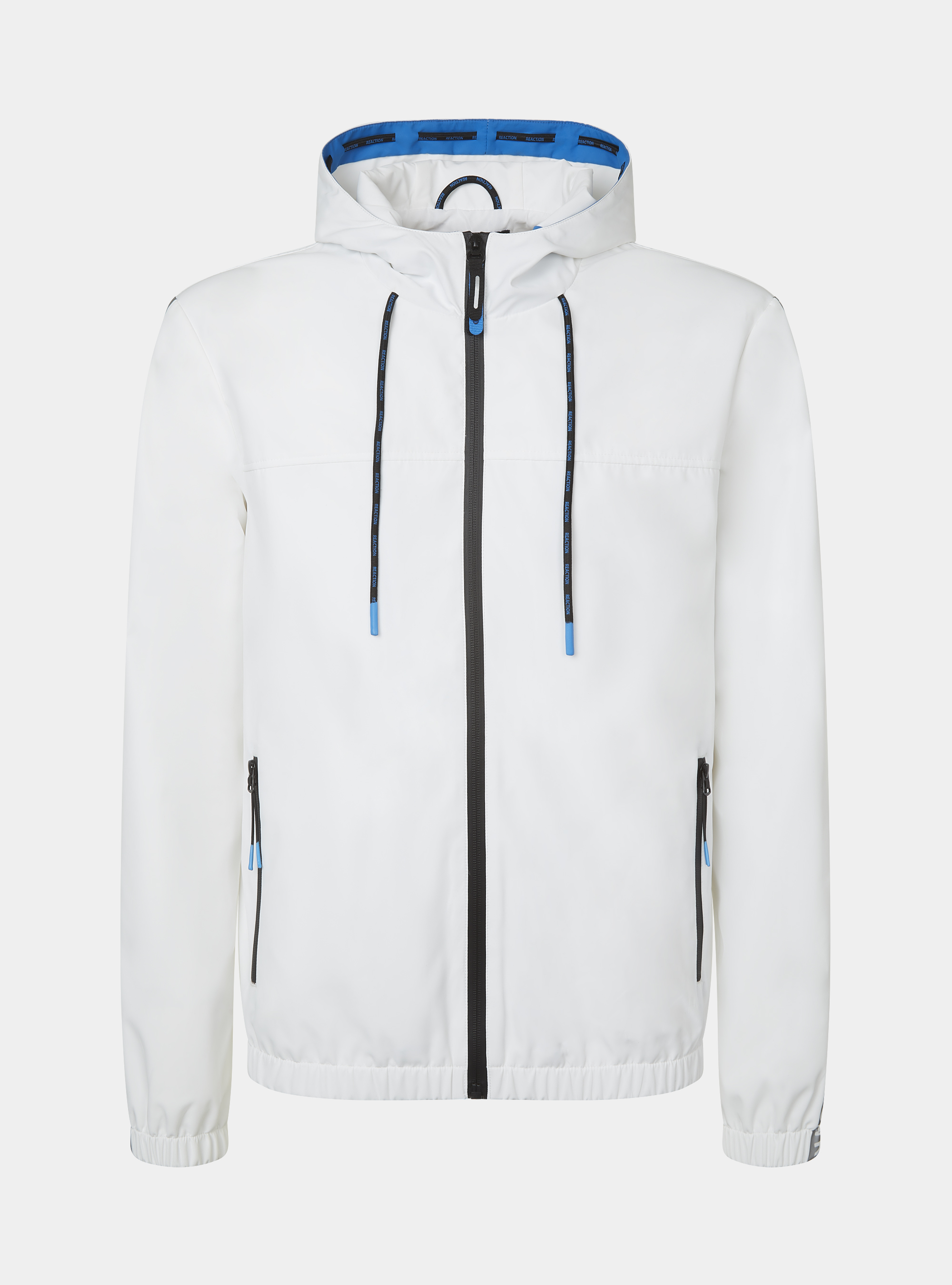 Technical jacket with reflective side bands, WHITE