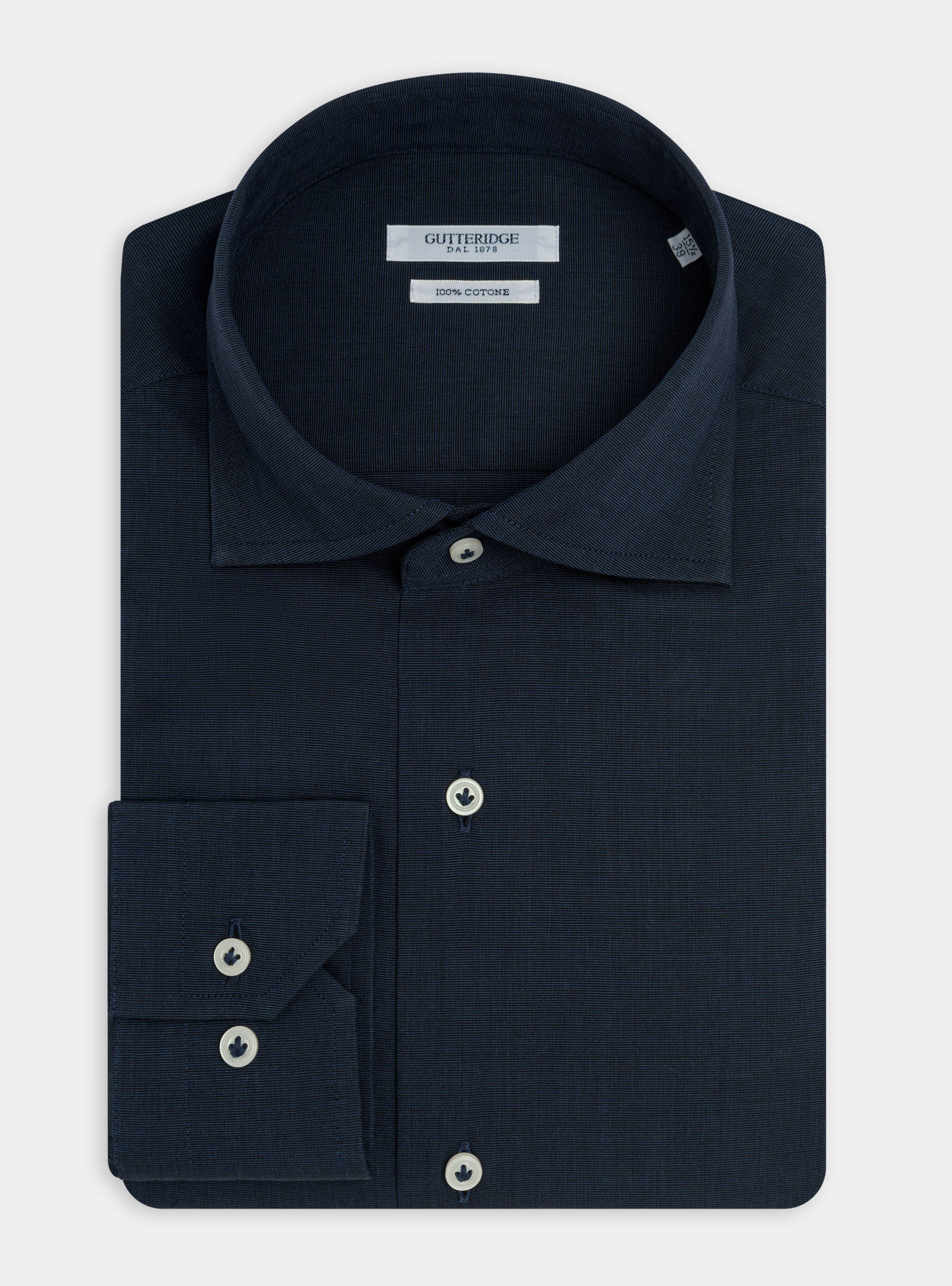Gutteridge - Camicia slim fit in cotone fil a fil, Unisex, Blu Navy, Taglia: 39