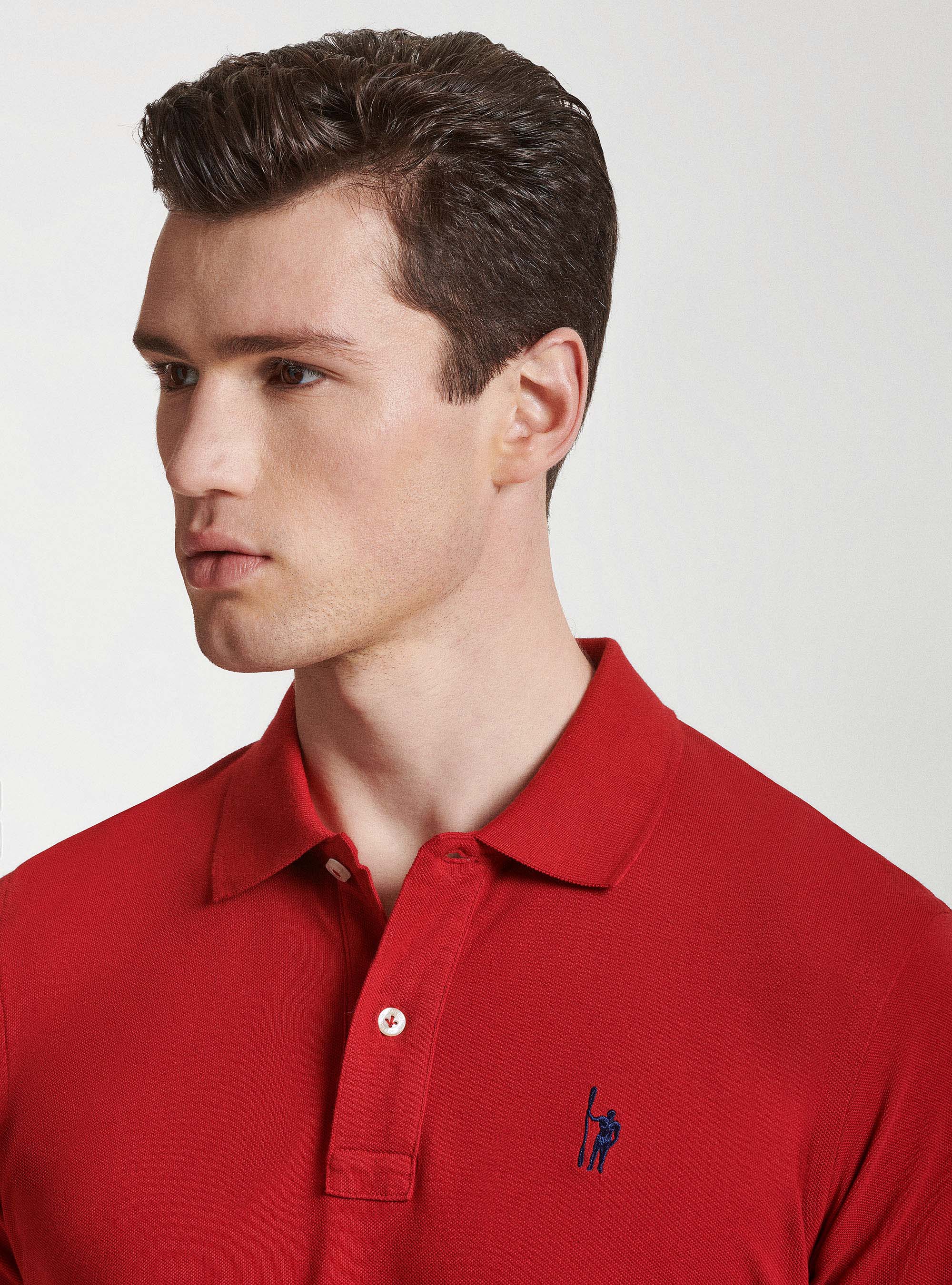 Polo en piqu&eacute; avec broderie, ROUGE
