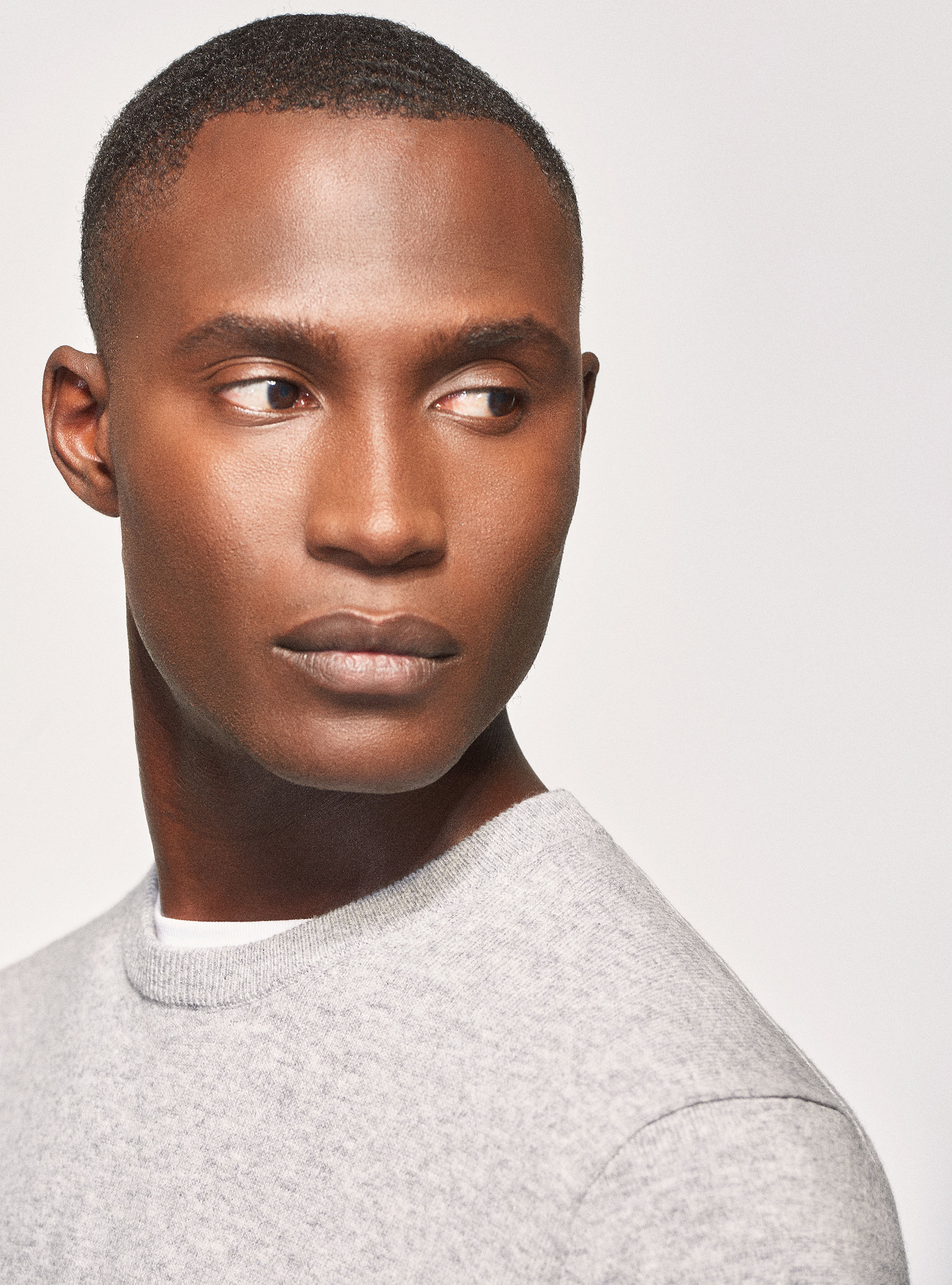 Lambswool and cashmere crew-neck sweater, GRIGIO MELANGE 0151C