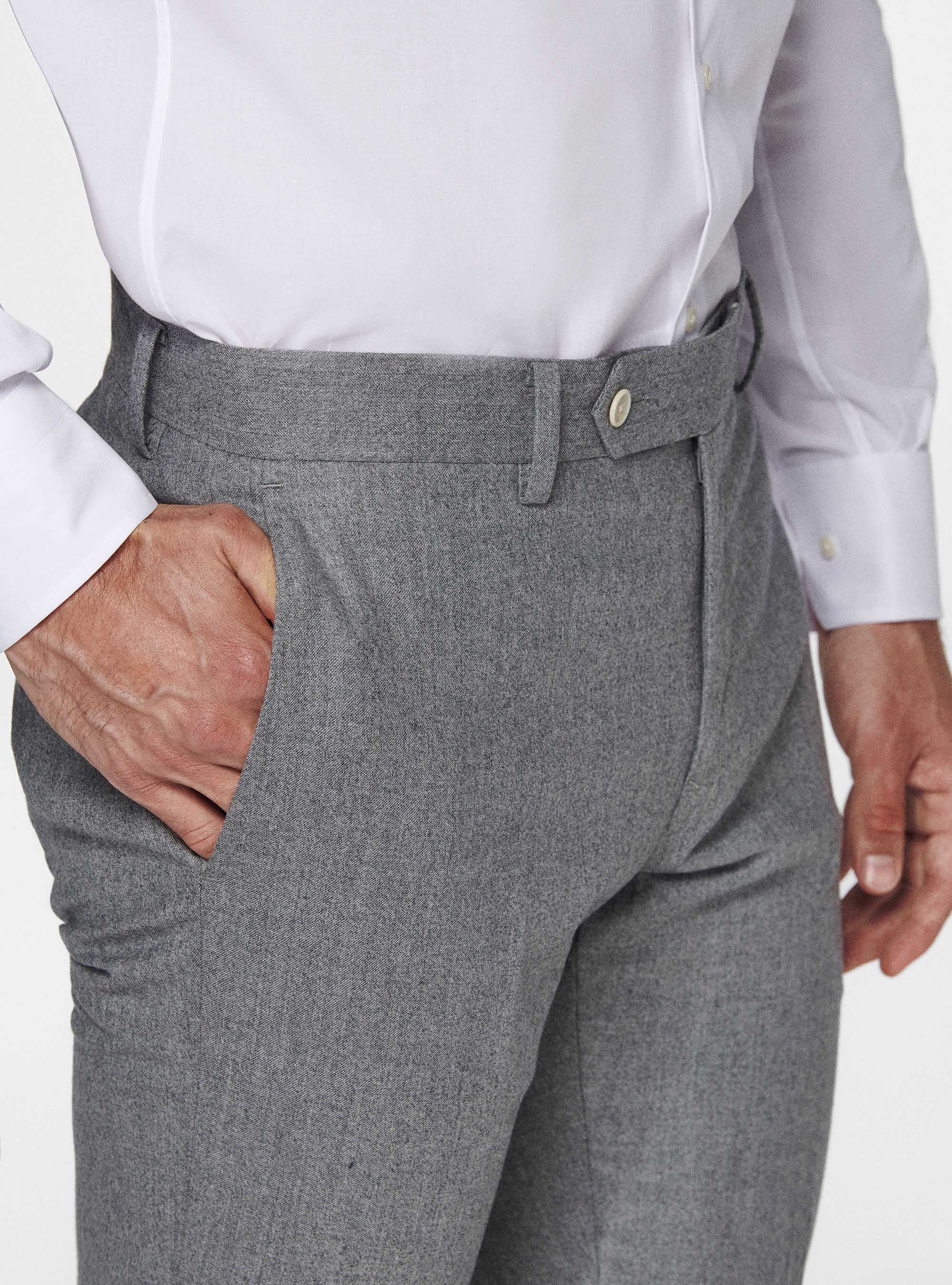 Vitale Barberis Canonico flannel trousers, LIGHT GREY MELANGE