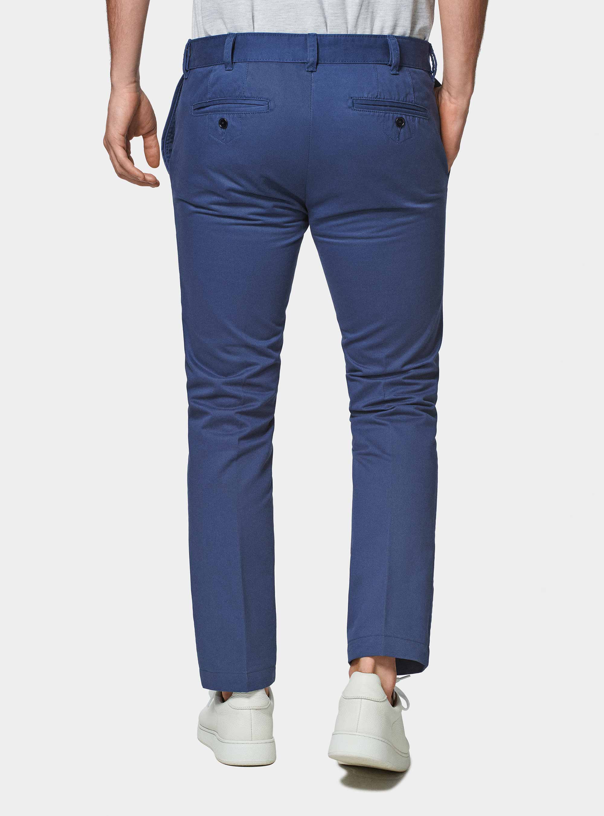 Pantaloni chino slim fit in cotone twill, BLU