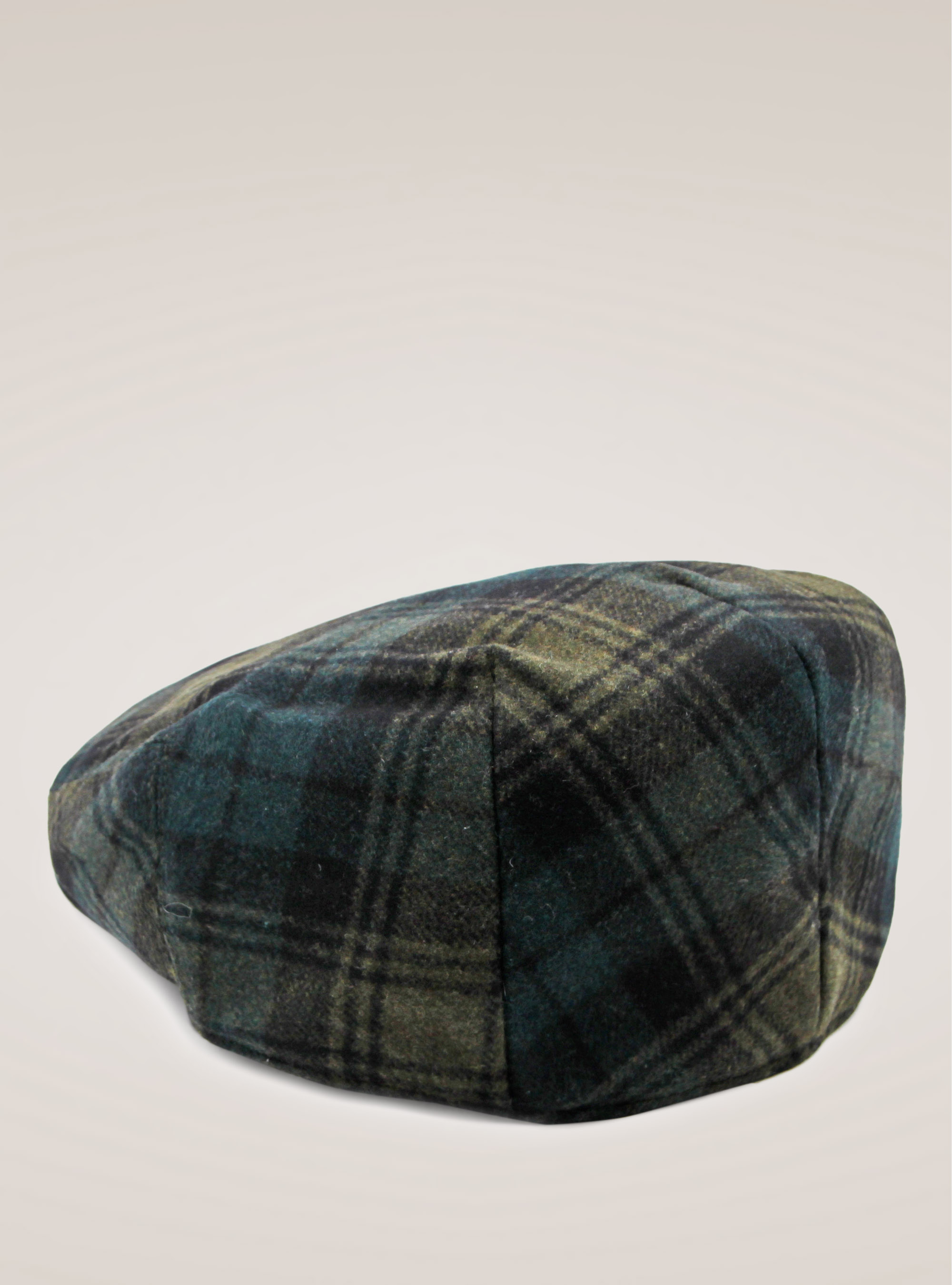 COPPOLA CHECKED WOOL FLAT CAP, GREEN