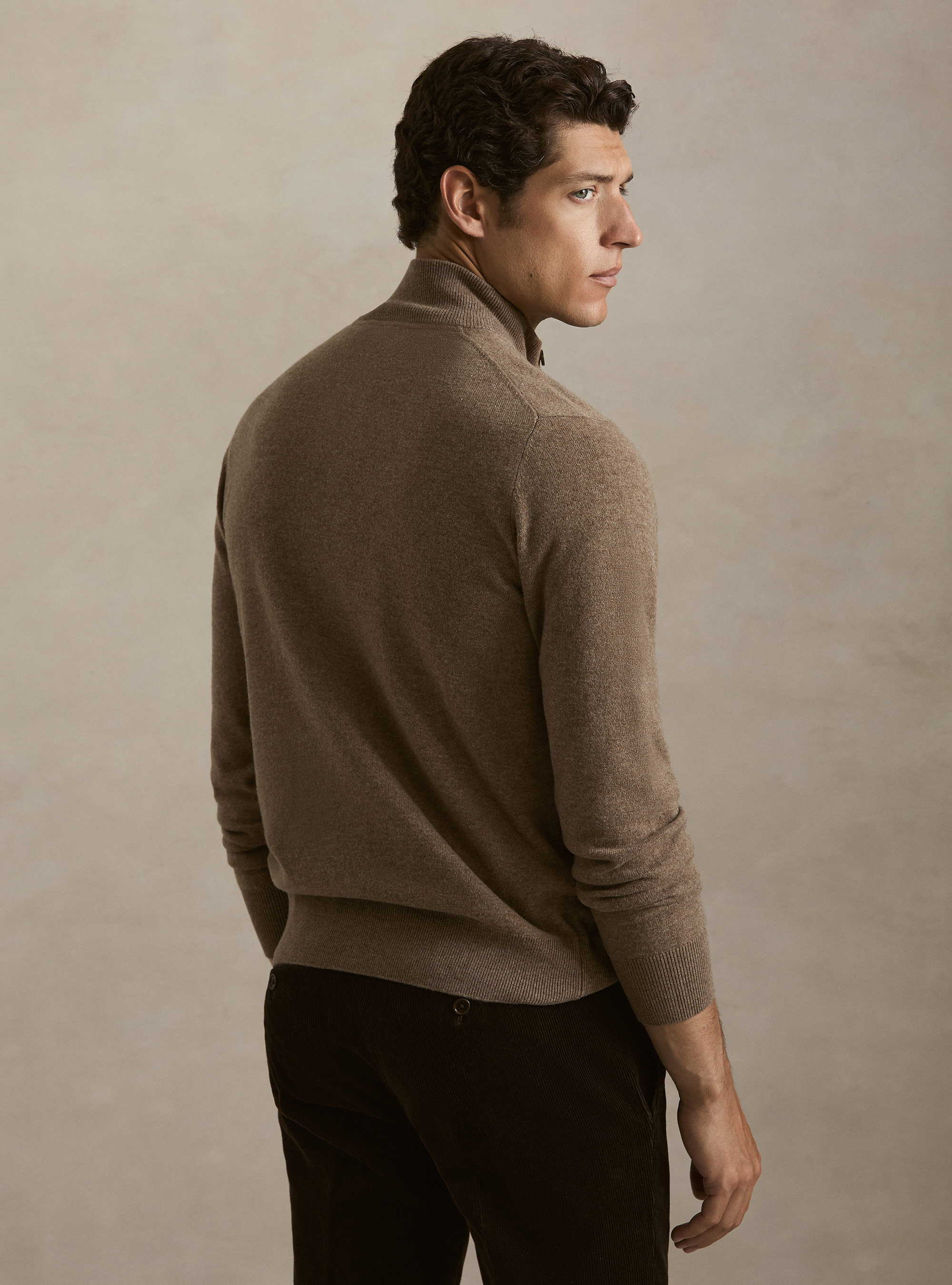 Zip-up cardigan in lambswool and cashmere blend, MUD
