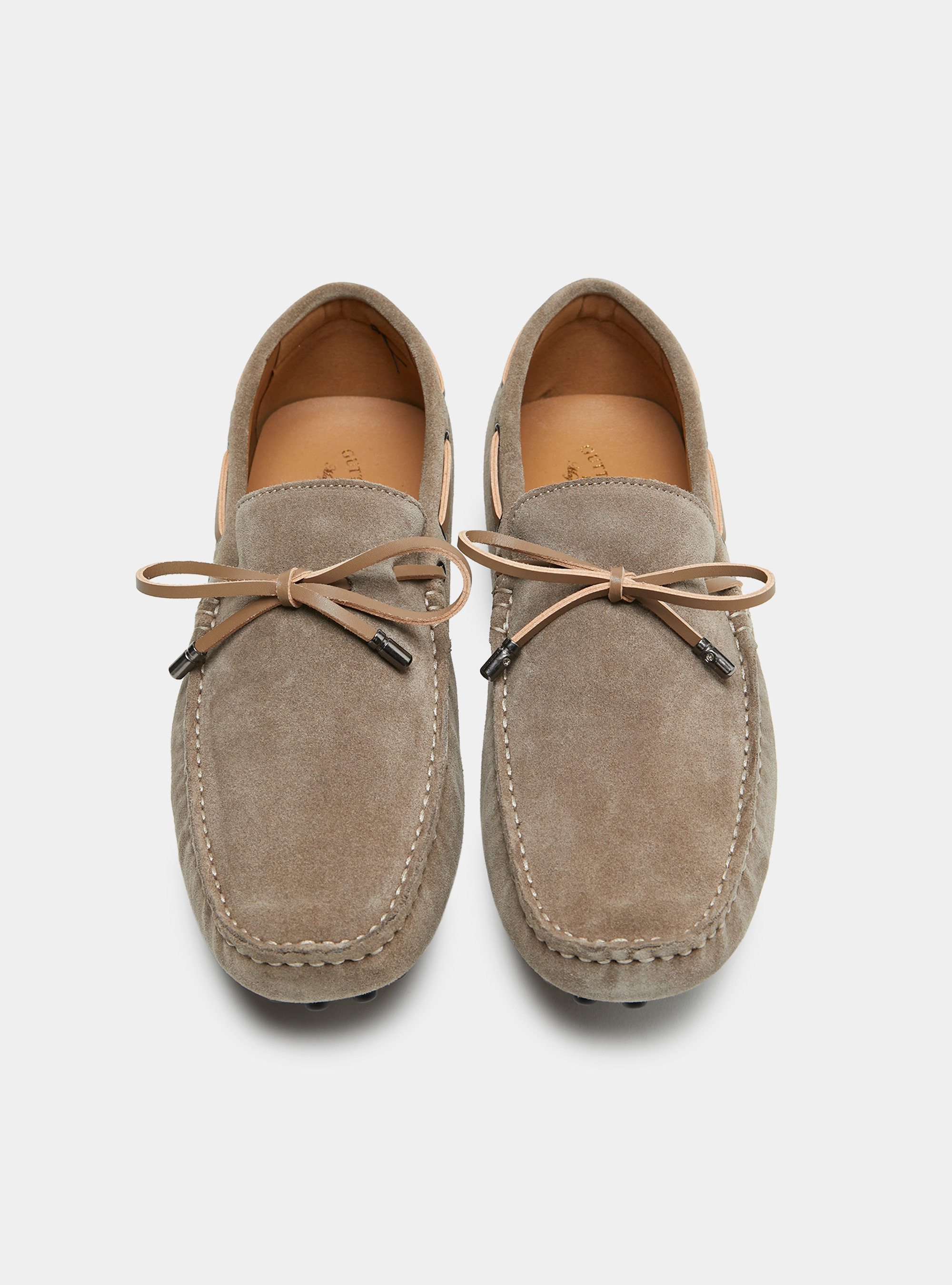 Suede boat loafers with bow, MUD