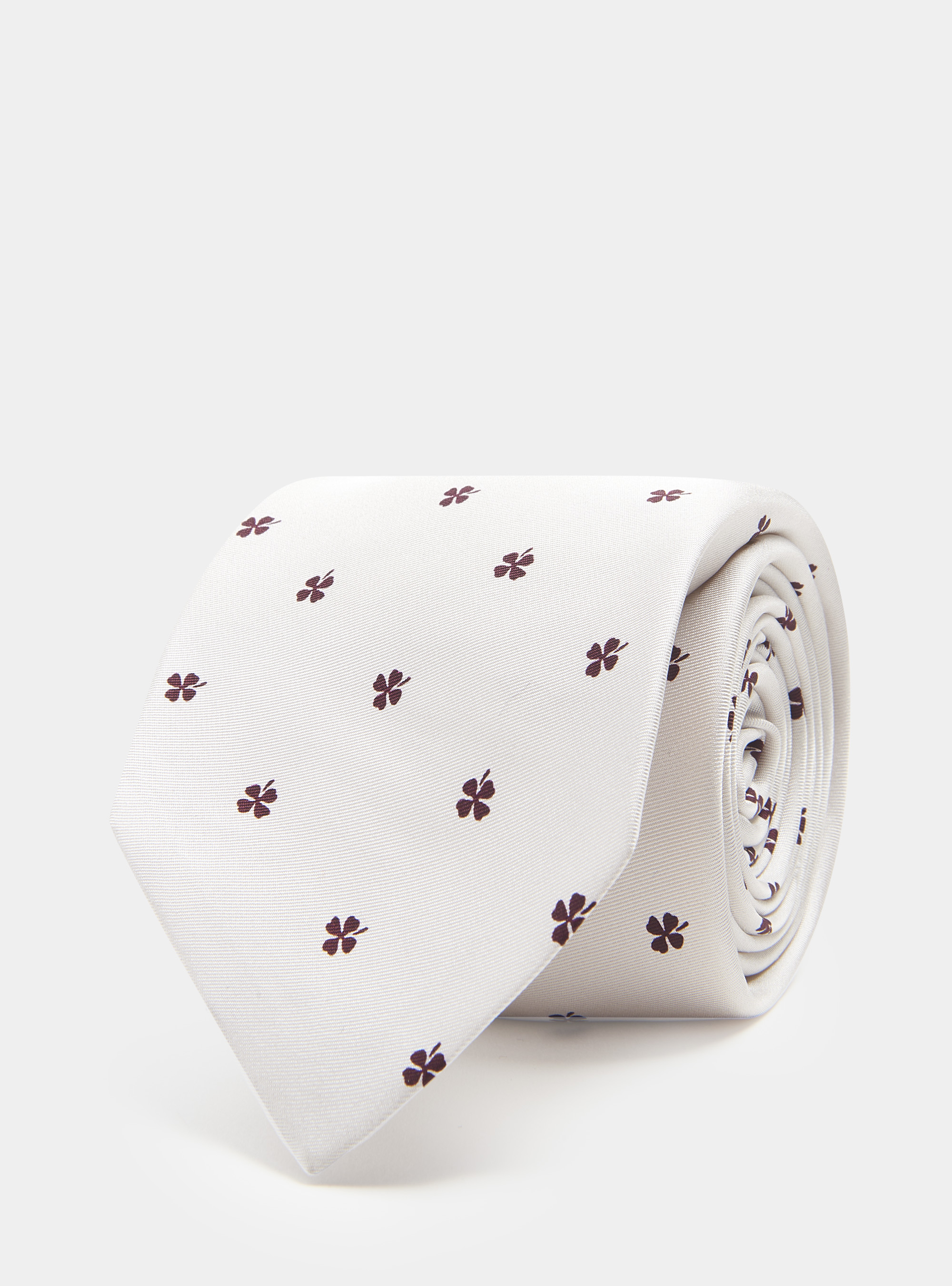 Gutteridge - Cravatta in seta stampa quadrifoglio, Unisex, Bianco, Taglia: Unica