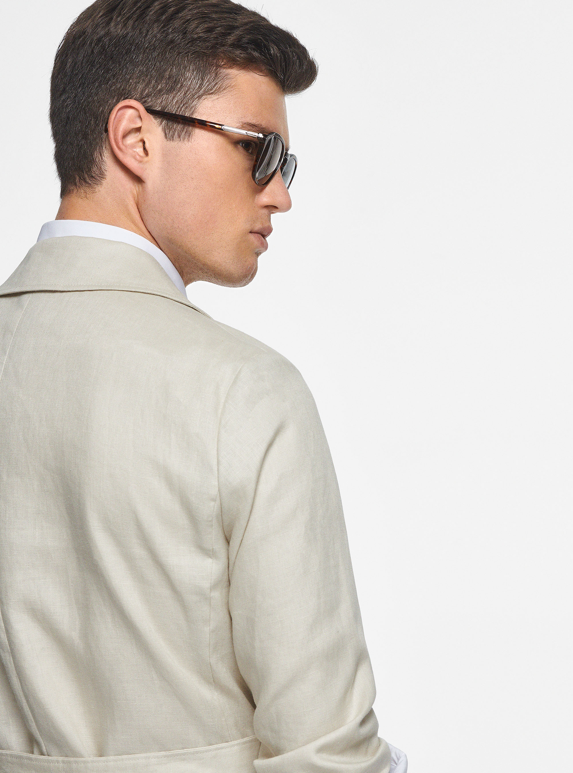 Field jacket in pure linen, ECRU