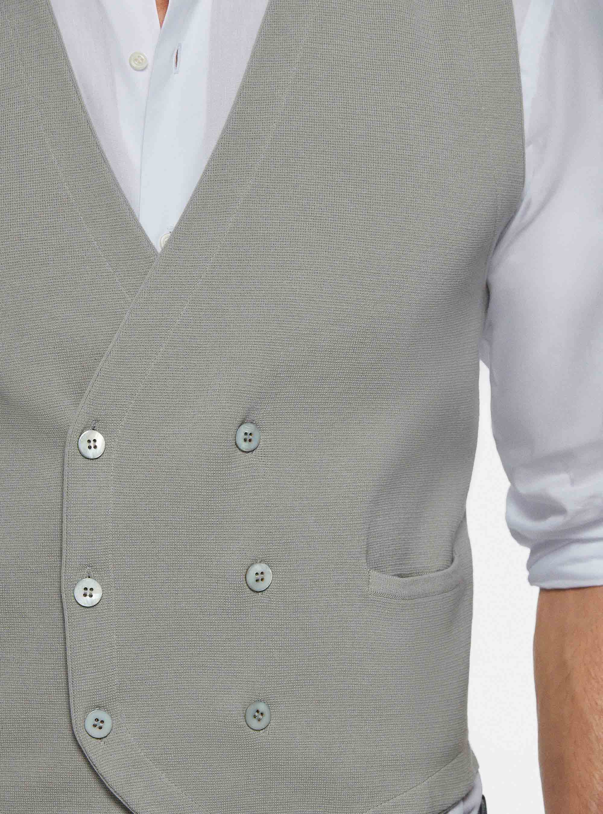 Gilet doppiopetto in maglia di cotone, PERLA 0178C