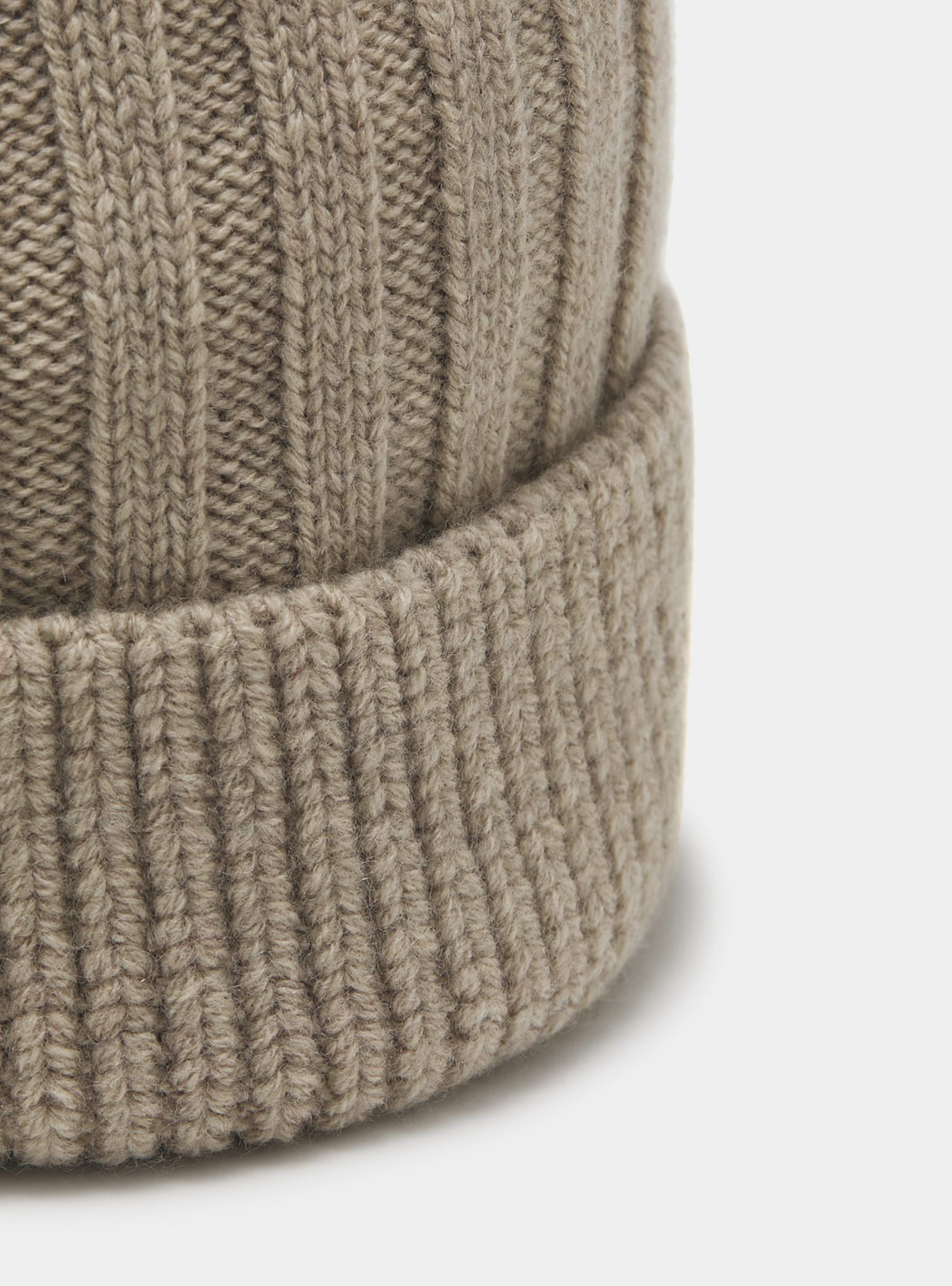Cappello a costa inglese in misto cashmere, ECRU