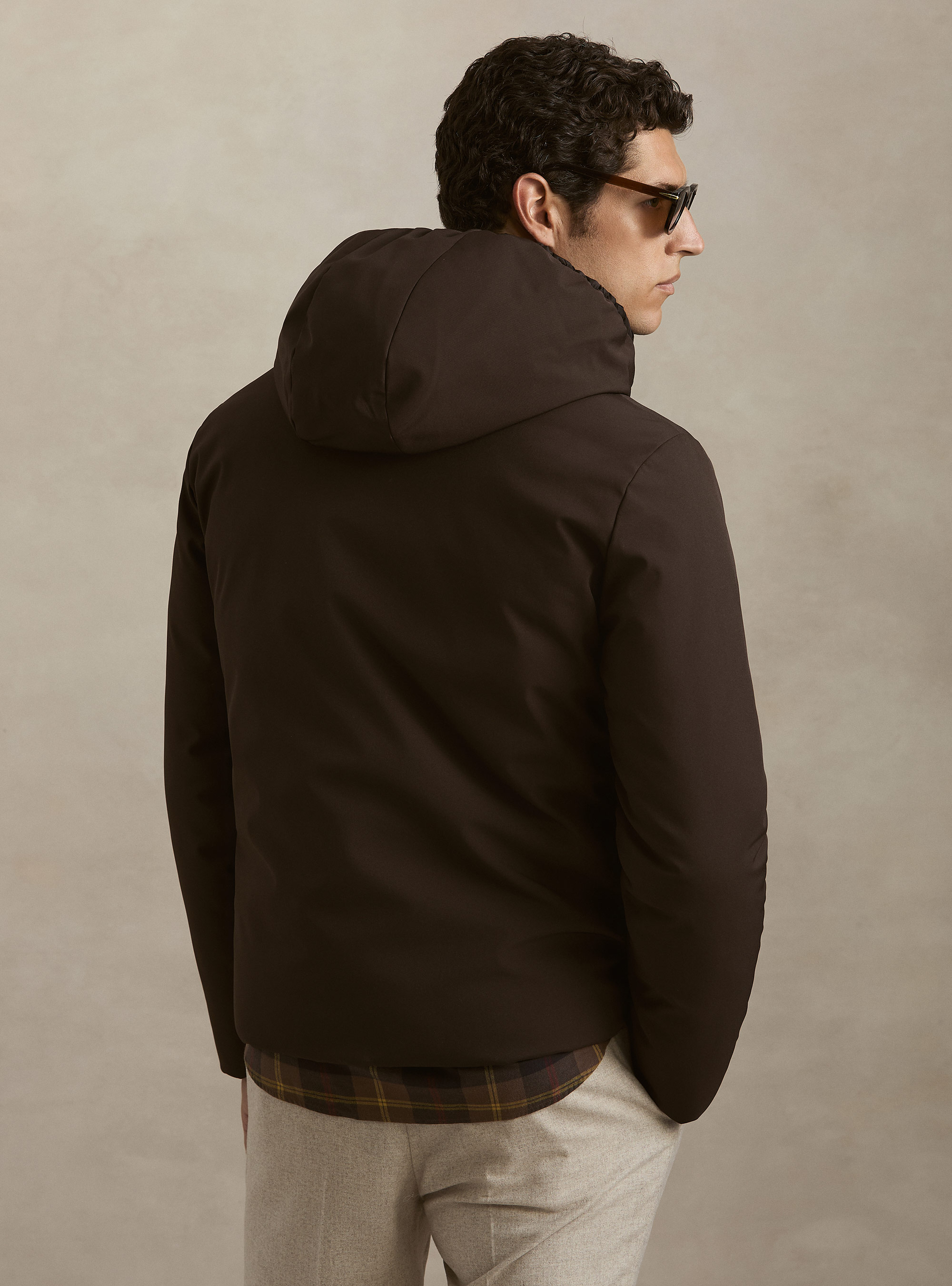 Reversible hooded bomber jacket, MARRONE 0508C