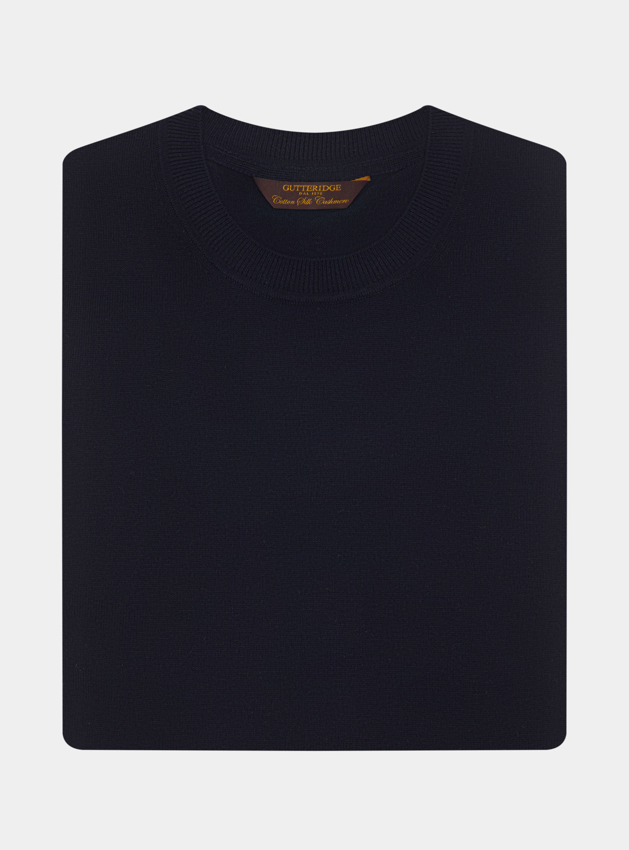 Round-neck sweater in cotton silk and cashmere, NAVY BLUE