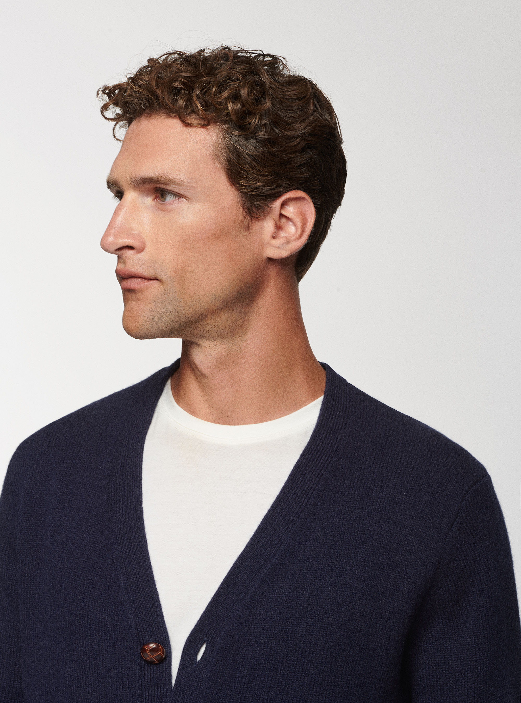 Cardigan in lana lambswool e cashmere, BLU NAVY