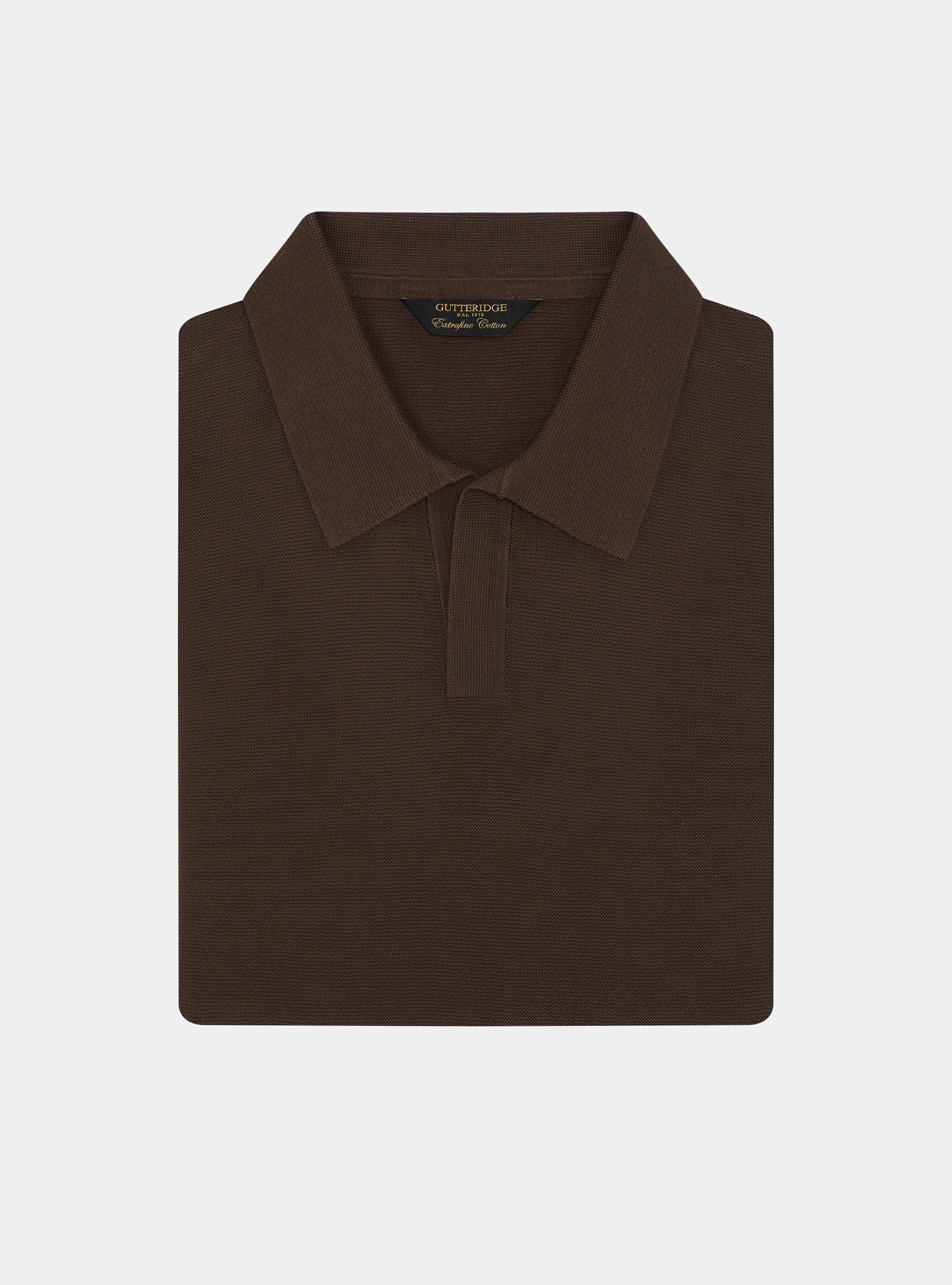 Knitted links polo shirt in extra-fine cotton, BROWN