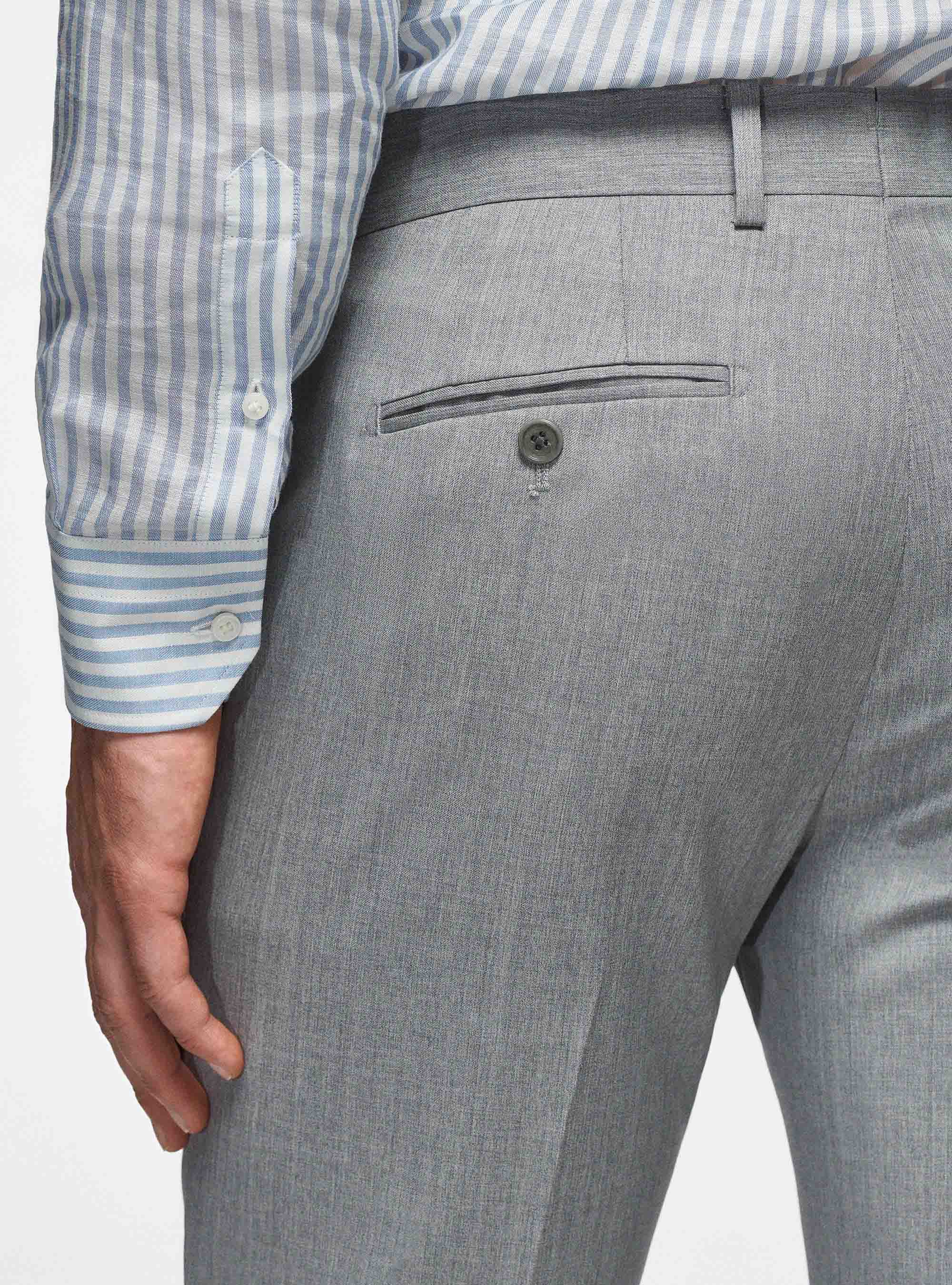 Pantaloni in pura lana superfine 110's, GRIGIO CHIARO MELANGE