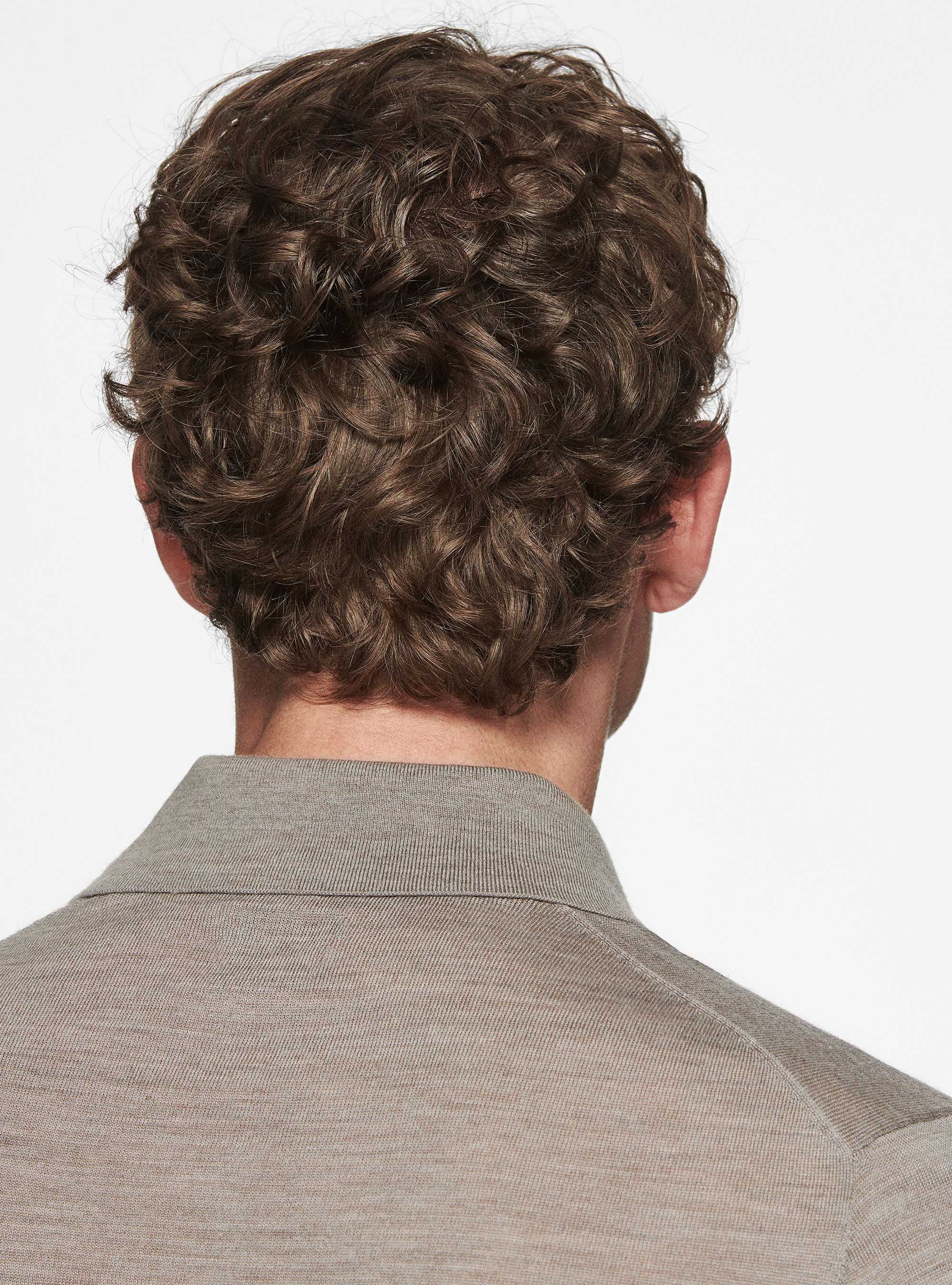 Maglia a polo in pura lana merino extrafine, FANGO